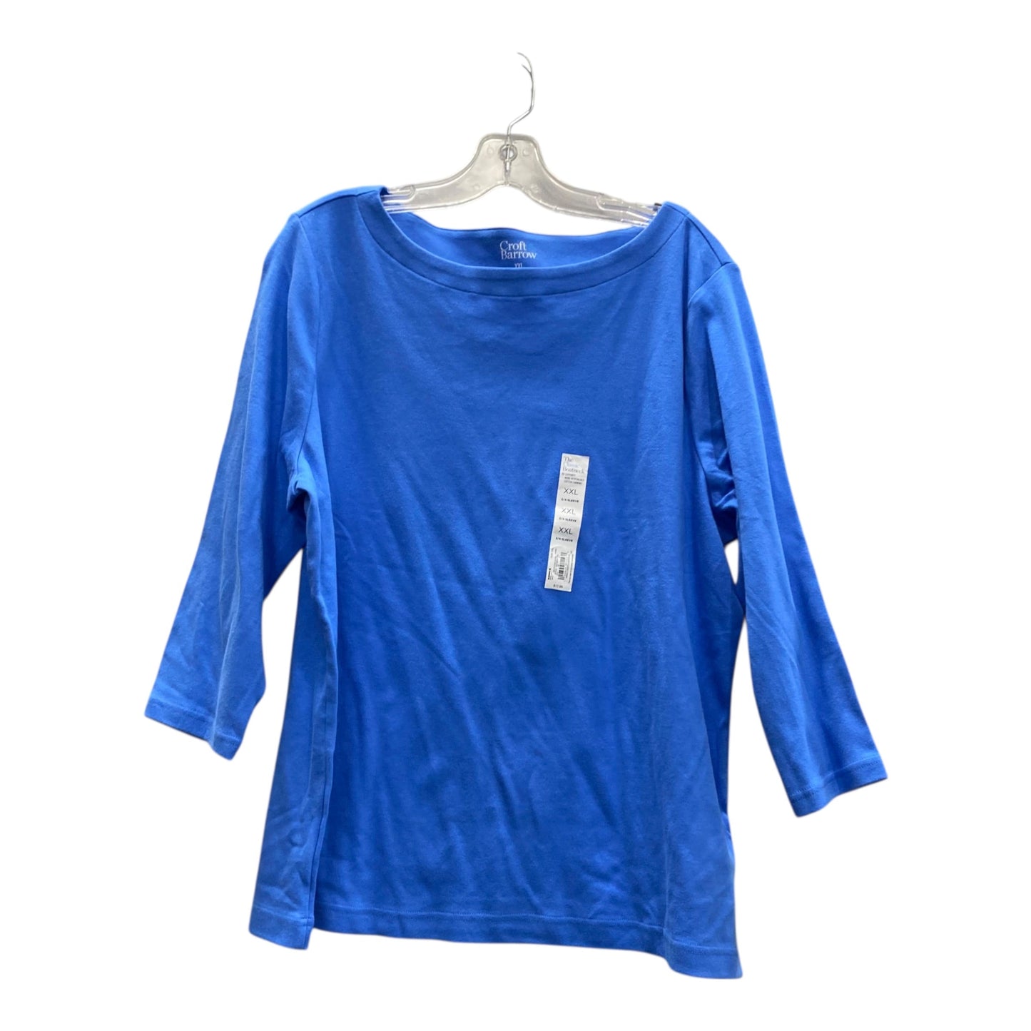 Top 3/4 Sleeve By Croft And Barrow In Blue, Size:1X