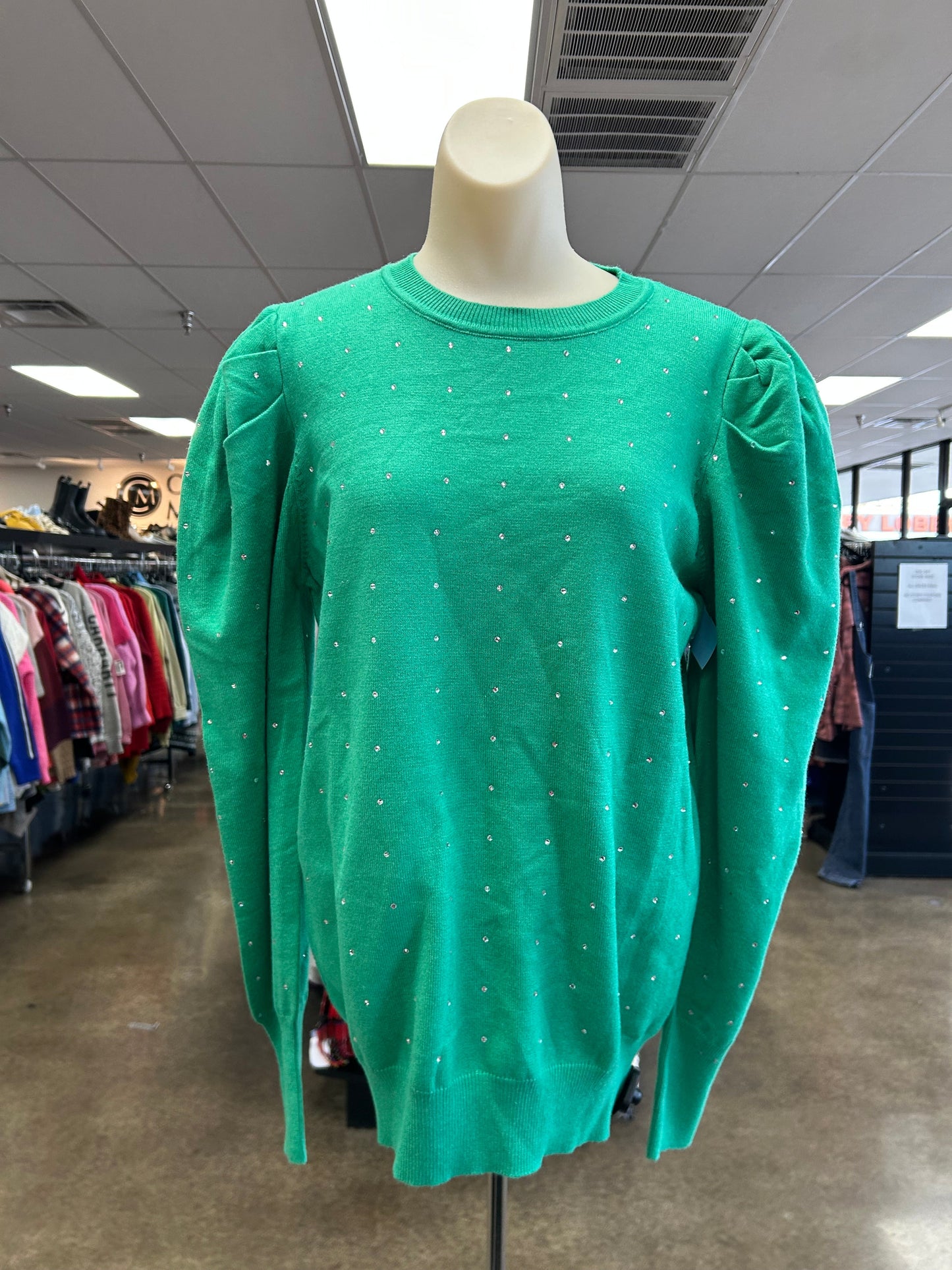 Sweatshirt Crewneck By Vine & Love In Green, Size:L