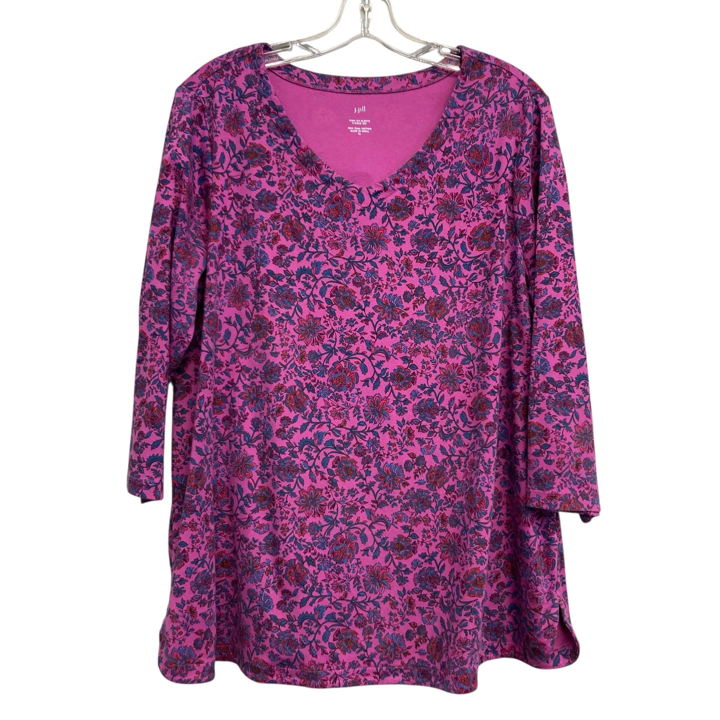 Top 3/4 Sleeve By J. Jill In Pink & Red, Size:Xl