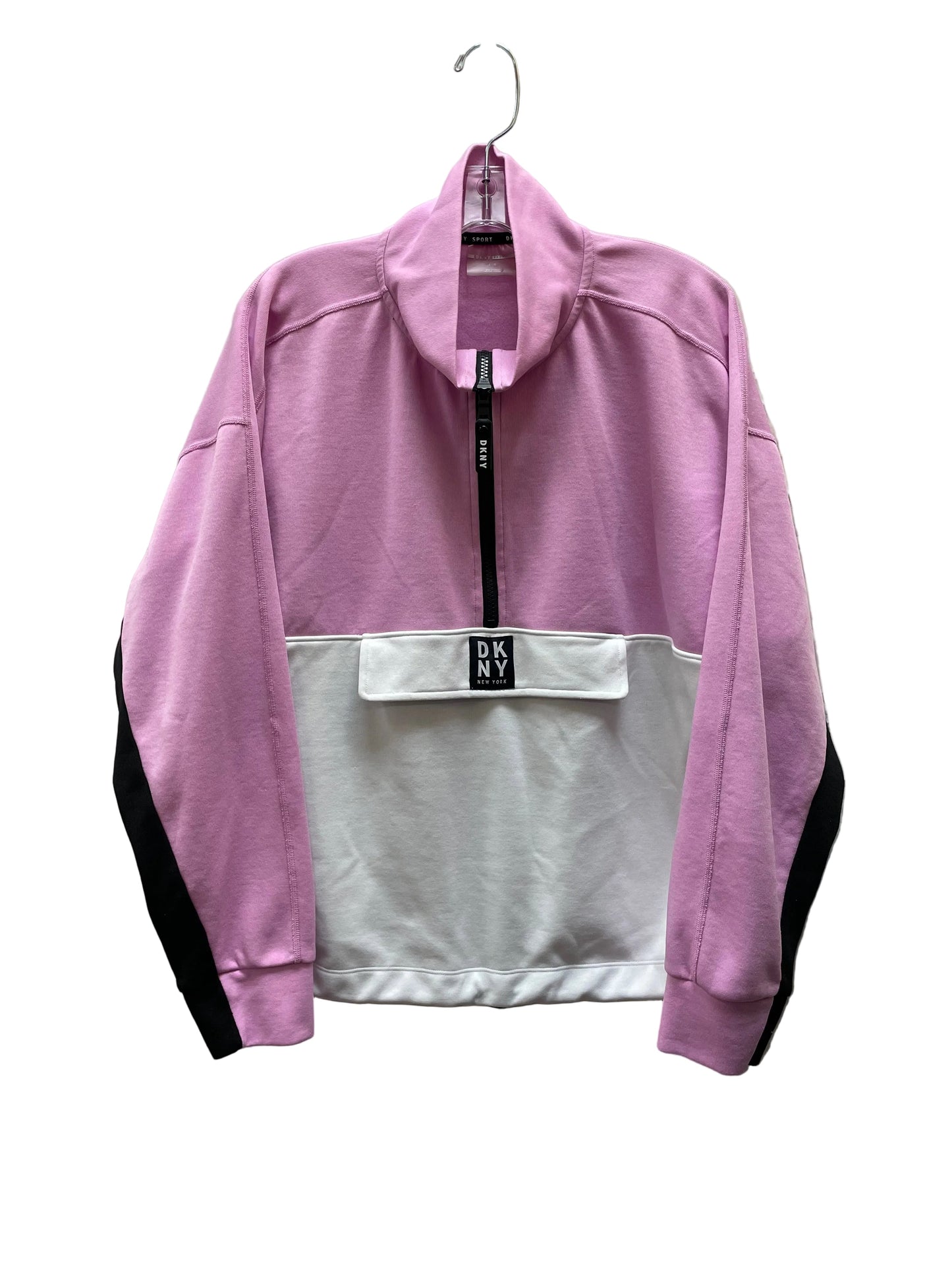 Sweatshirt Collar By Dkny In Pink & White, Size:L