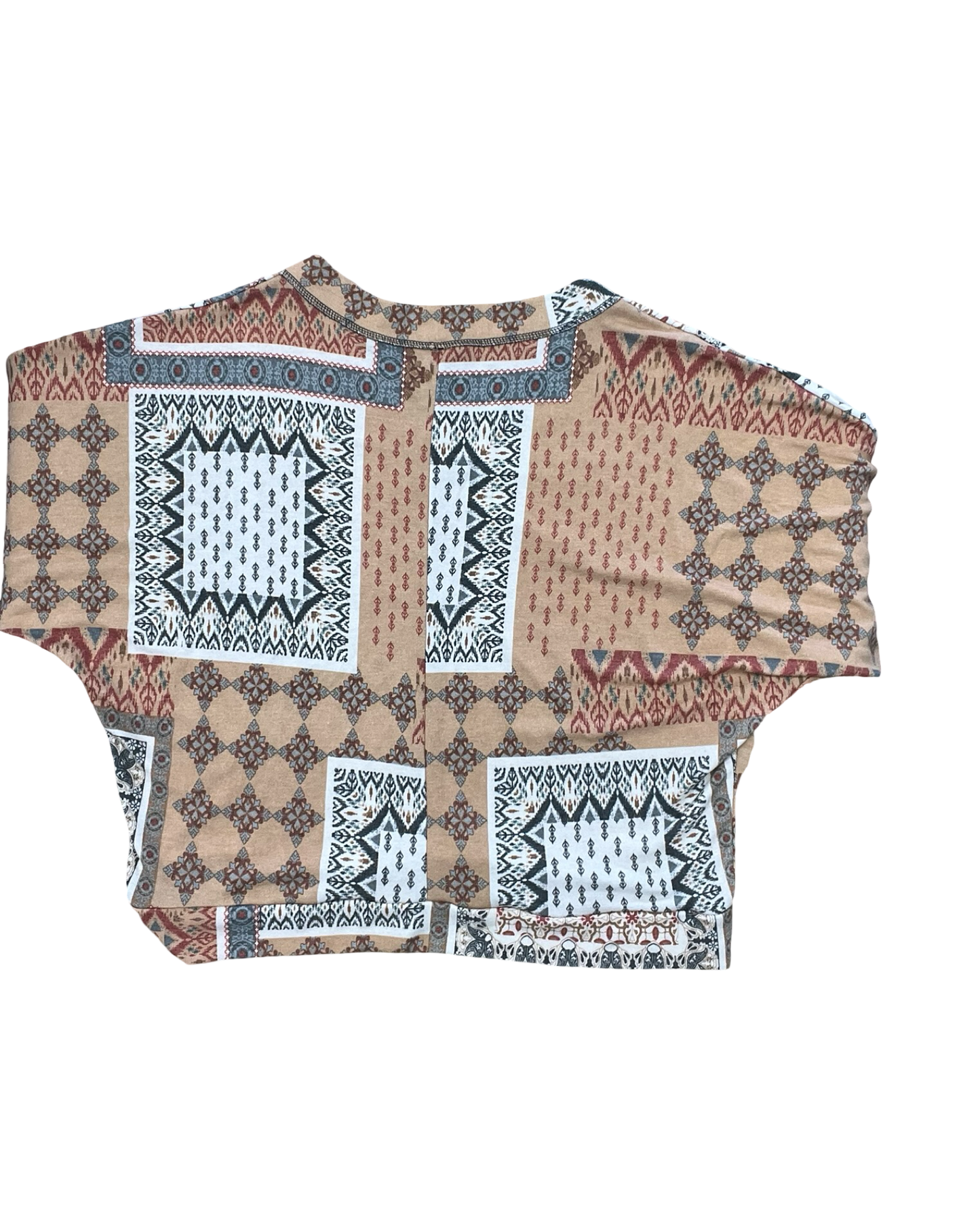 Top Ss By Clothes Mentor In Tan & White, Size:Xl