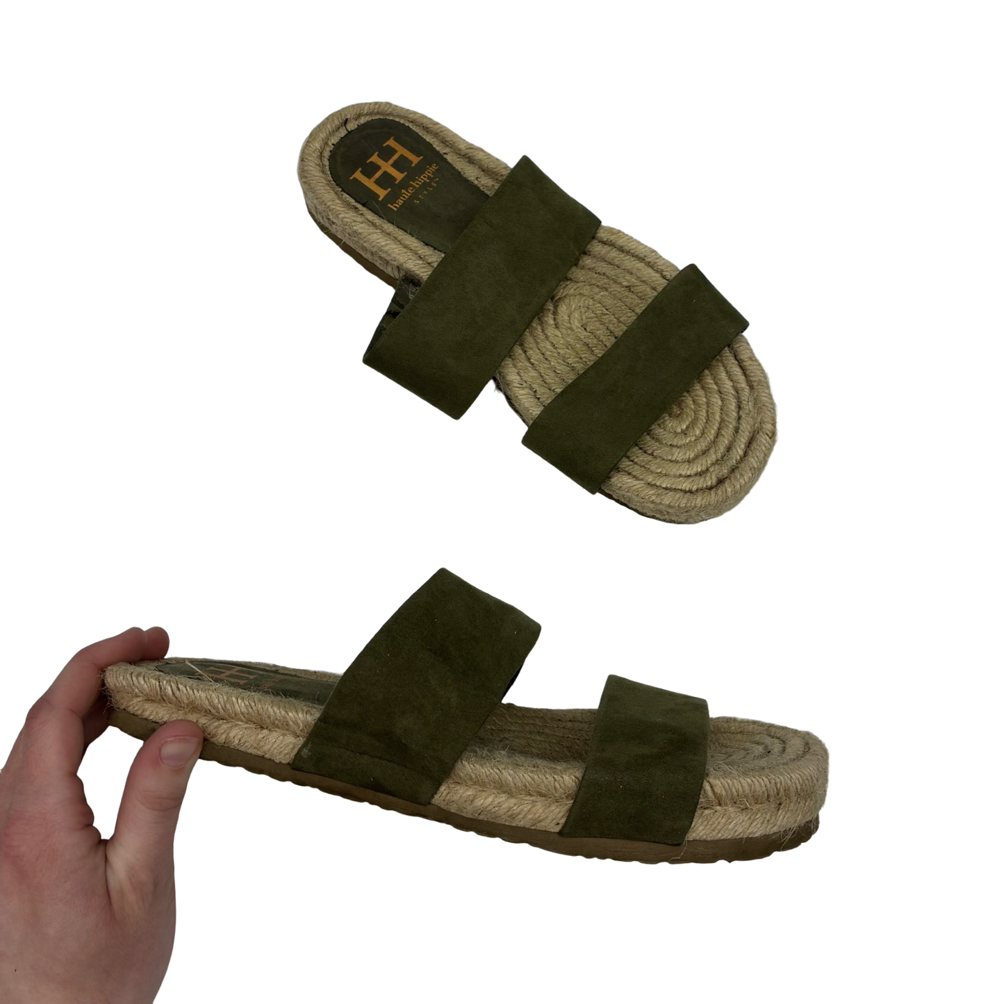 Sandals Flats By Haute Hippie In Green, Size:6.5