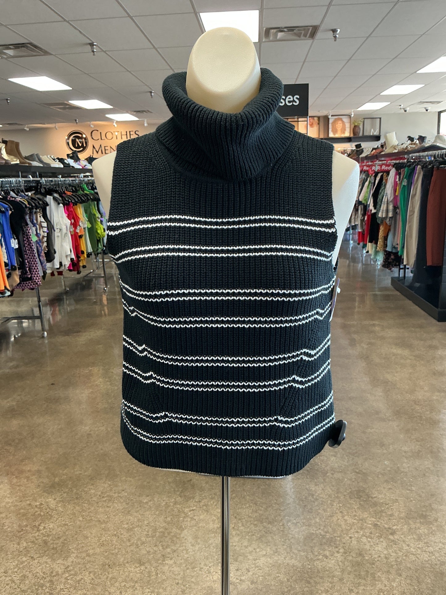 Top Sleeveless By French Connection In Black & White, Size:Xs