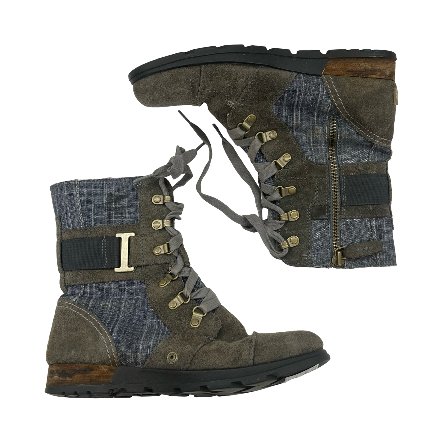 Boots Ankle Flats By Sorel In Green & Grey, Size:7.5