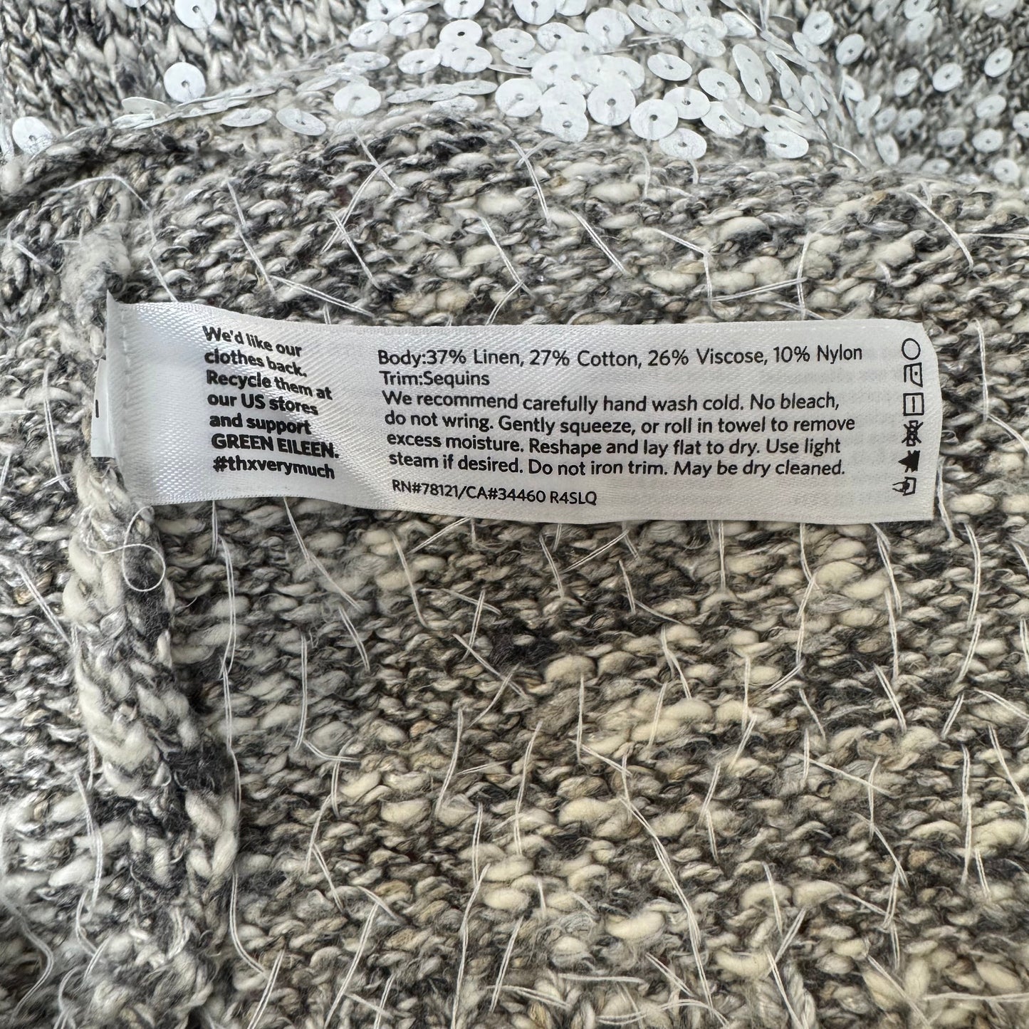 Sweater By Eileen Fisher In Grey & White, Size: M ESTIMATED