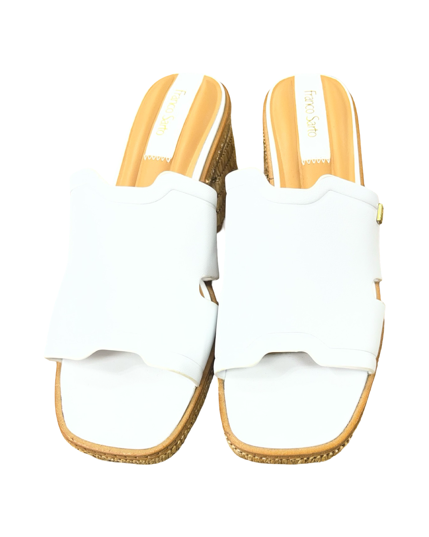 Sandals Heels Block By Franco Sarto In White, Size:8.5