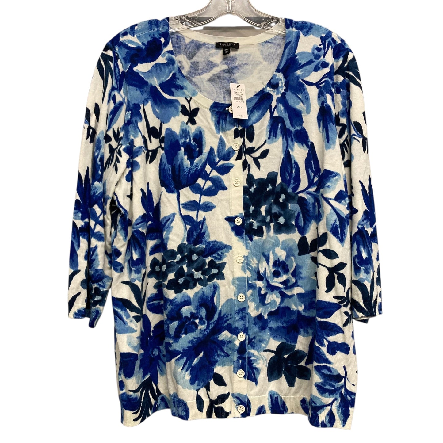 Sweater Cardigan By Talbots In Blue, Size:1X