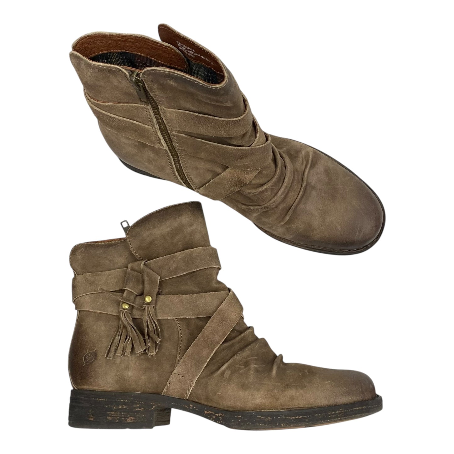 Boots Leather By Born In Brown, Size:11