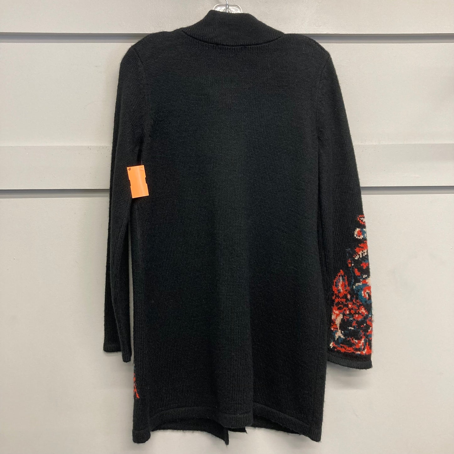 Sweater Cardigan Designer By Neiman Marcus In Black & Orange, Size:S