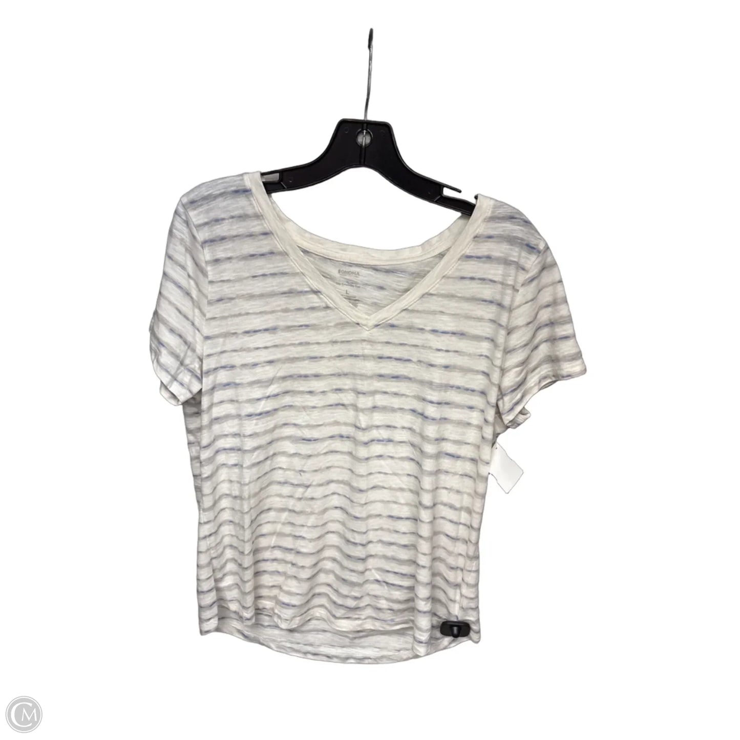 Top Short Sleeve Basic By Sonoma In White & Yellow, Size: L