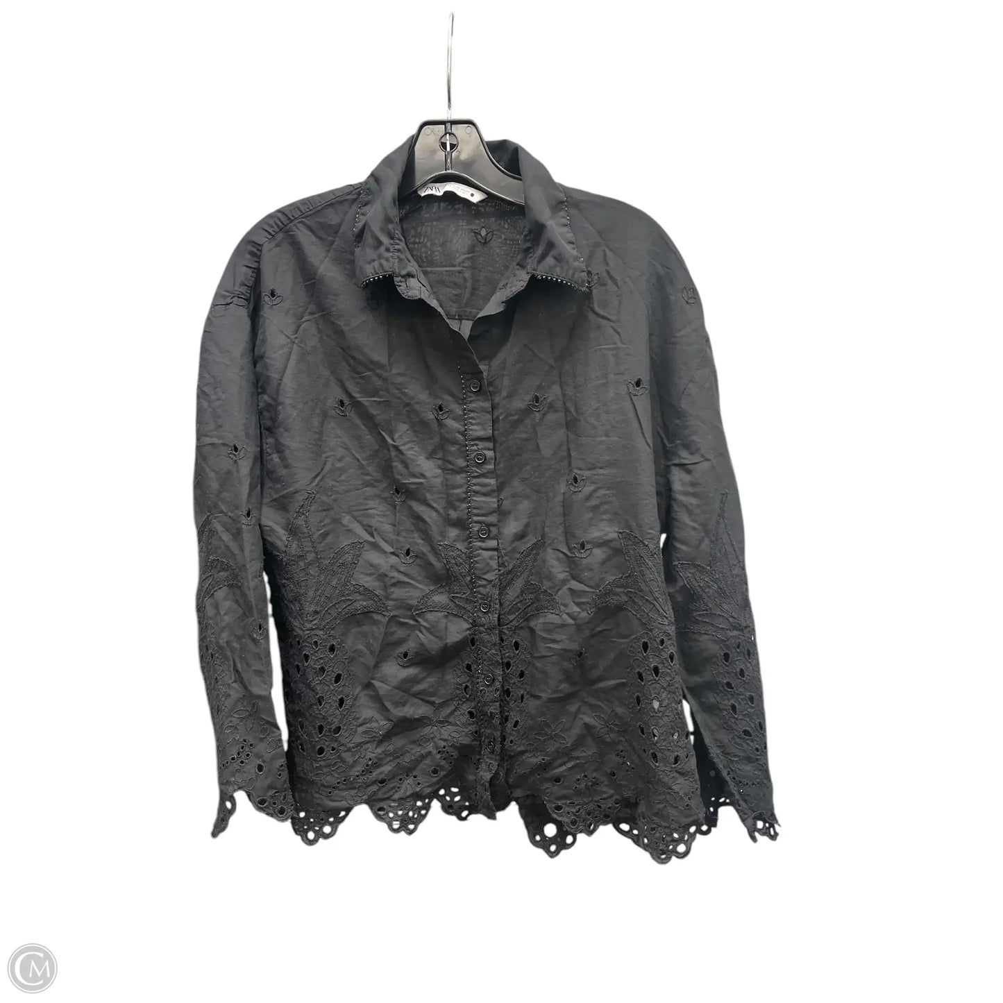 Top Long Sleeve By Zara In Black, Size: Xs