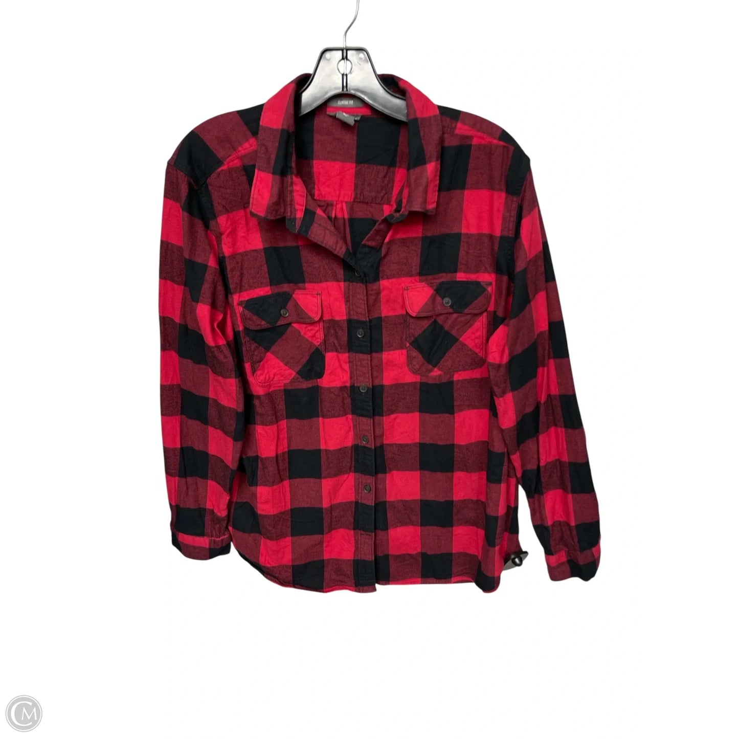 Top Long Sleeve By Eddie Bauer In Black & Red, Size: Xl