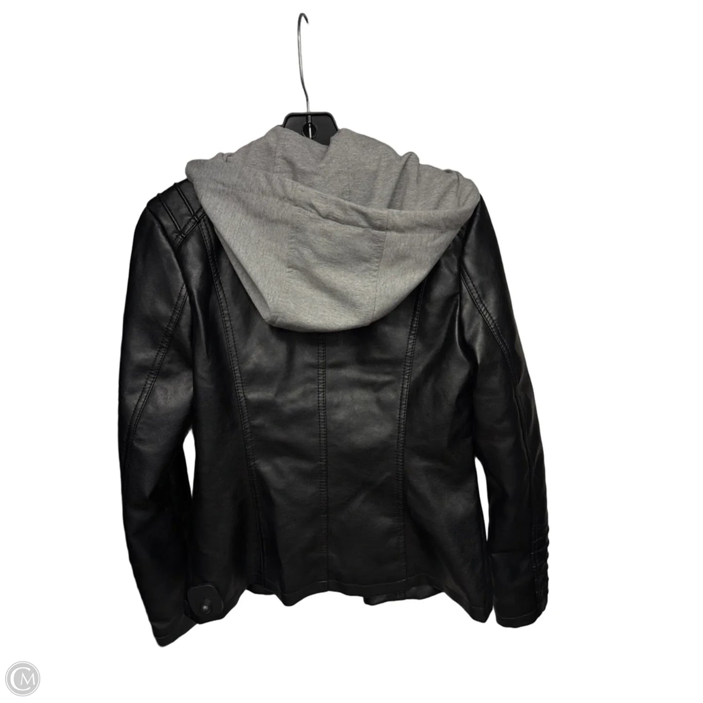 Jacket Moto By Clothes Mentor In Black & Grey, Size: S