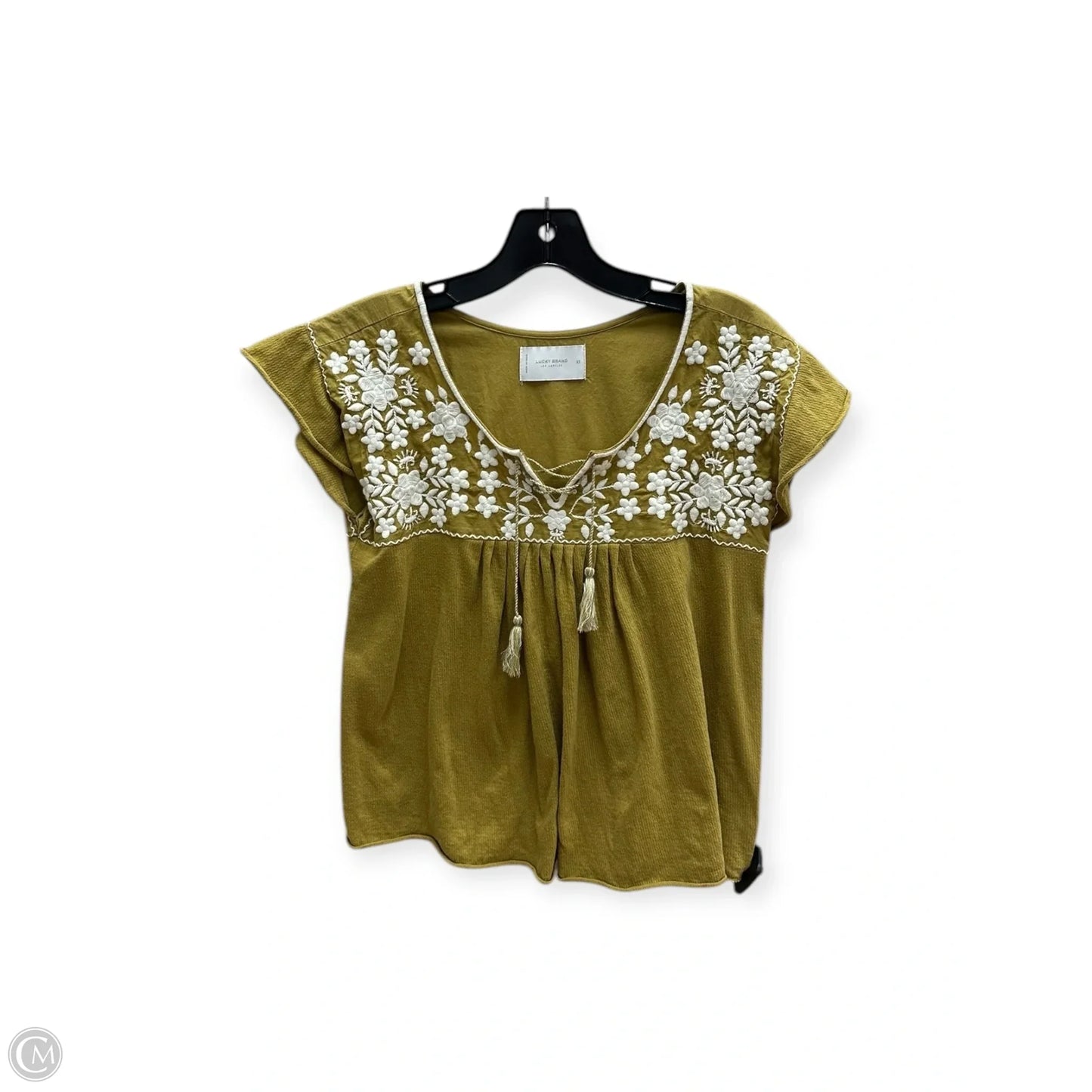 Top Short Sleeve By Lucky Brand In Green & White, Size: Xs