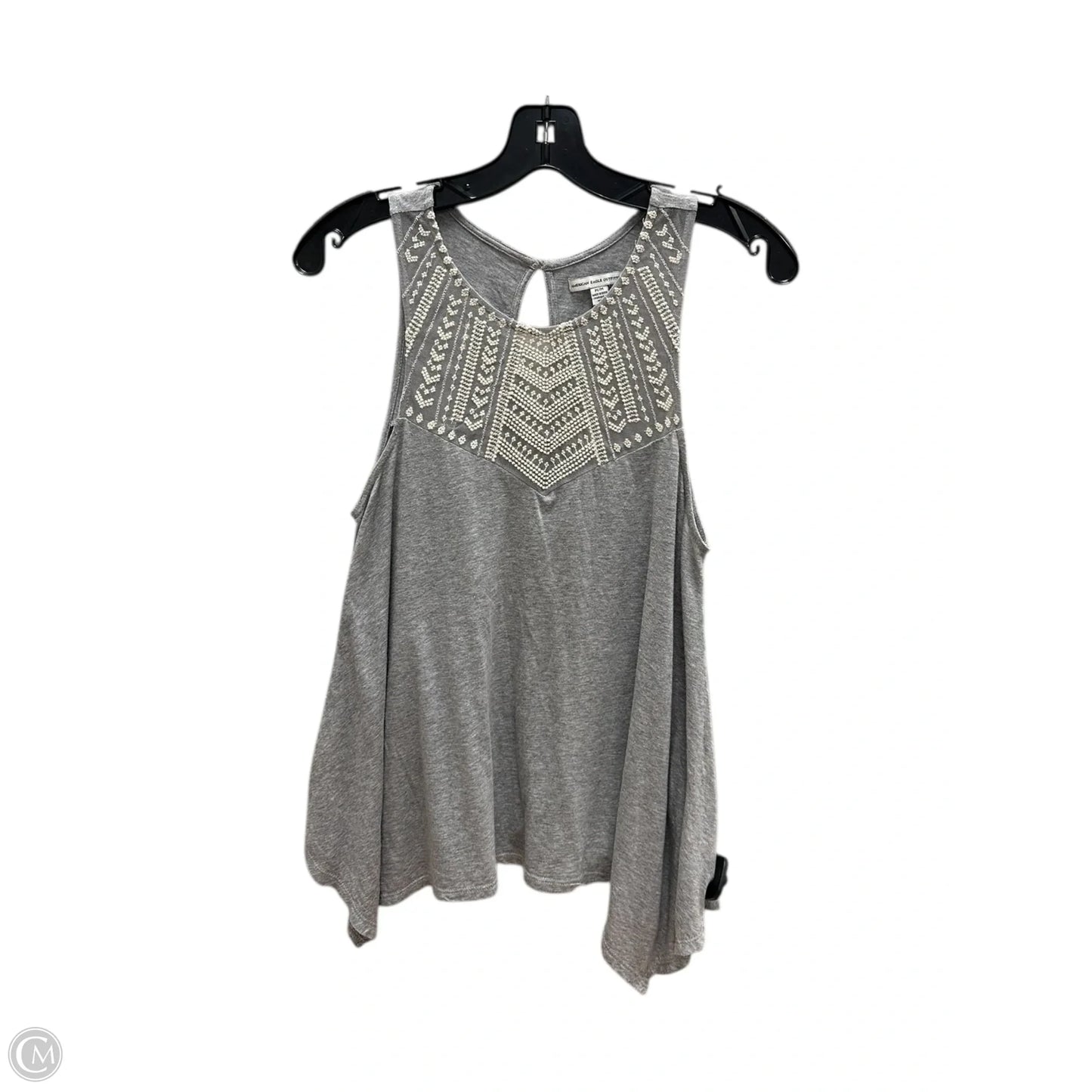 Top Sleeveless By American Eagle In Cream & Grey, Size: M