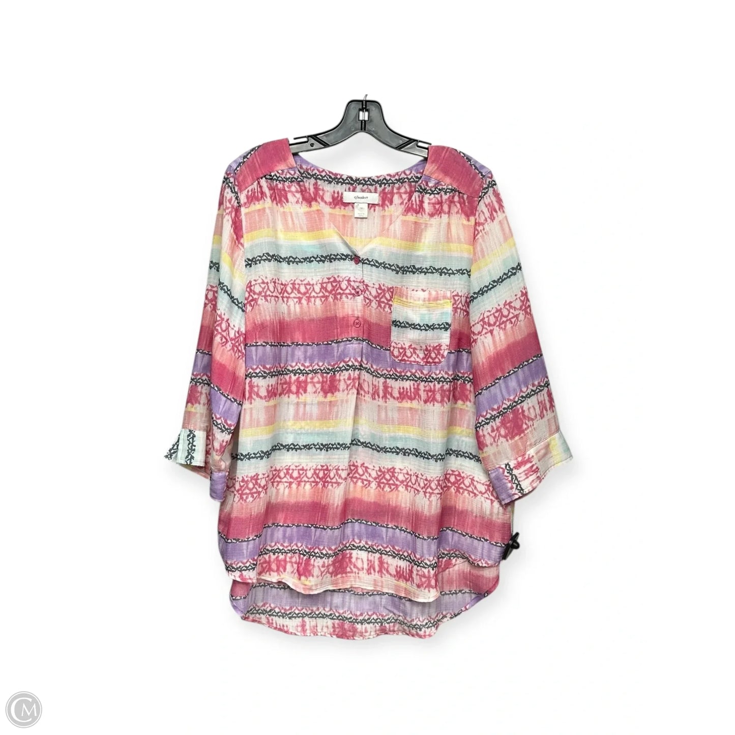 Top 3/4 Sleeve By Cj Banks In Multi-colored, Size: 1x