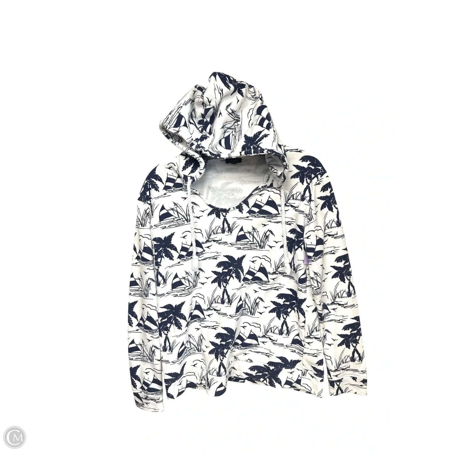 Sweatshirt Hoodie By Talbots In Blue & White, Size: S