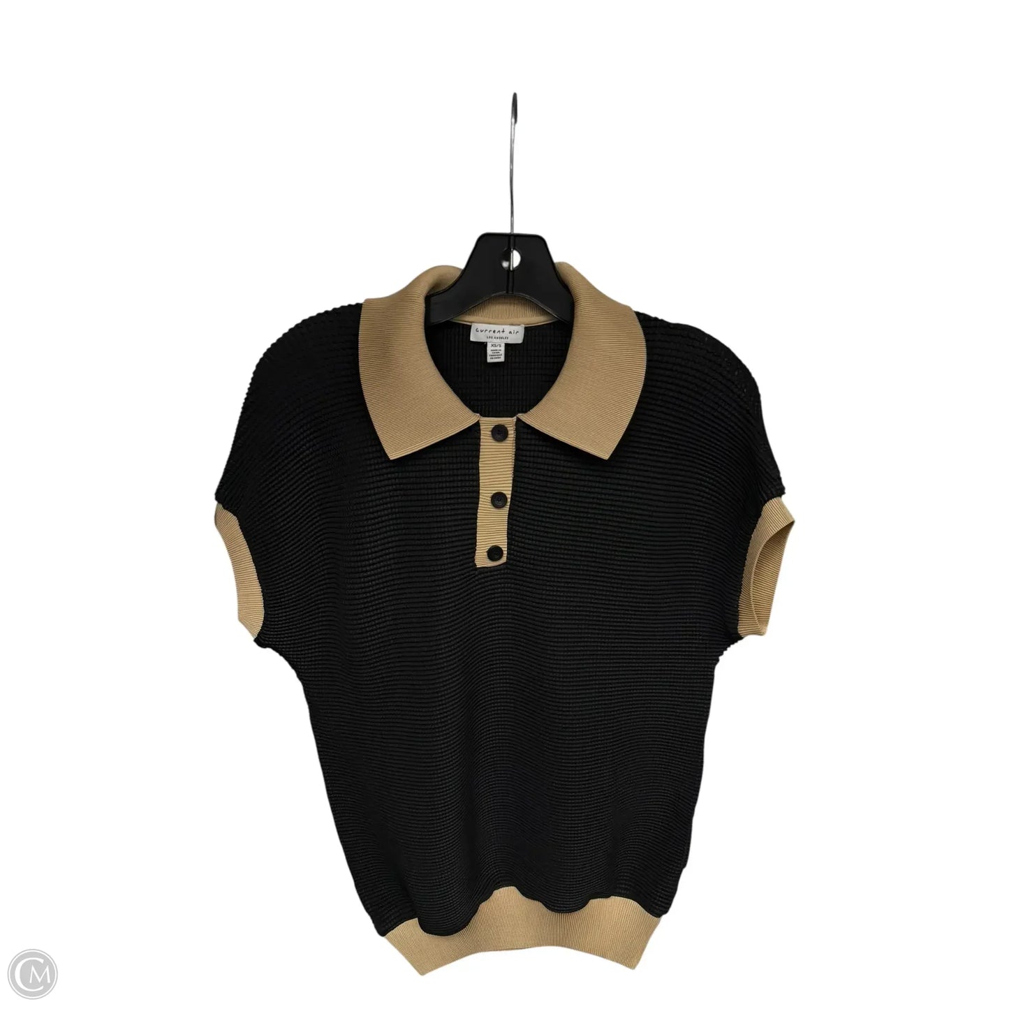 Top Short Sleeve By Current Air In Black & Tan, Size: Xs
