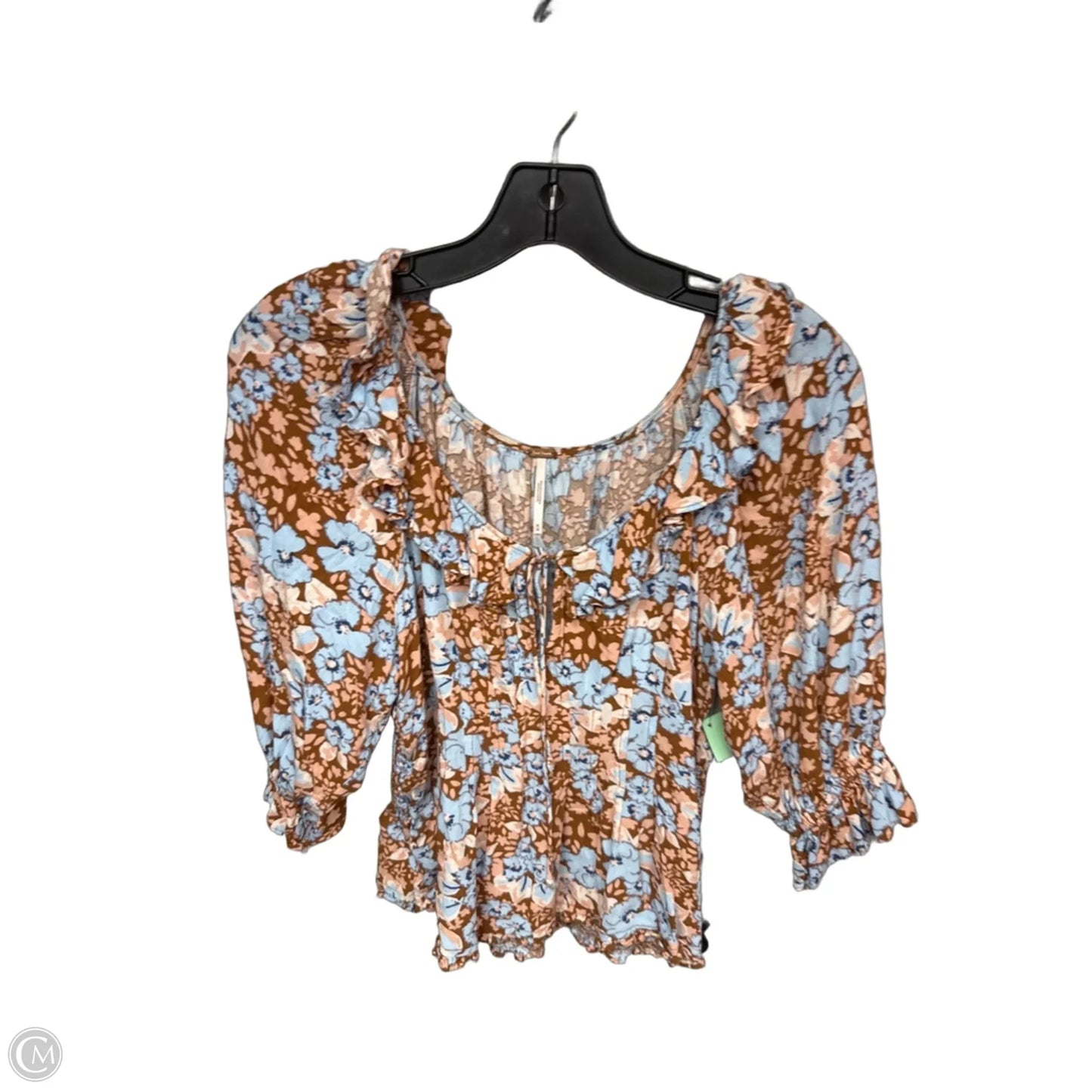 Top Short Sleeve By Free People In Blue & Brown, Size: M