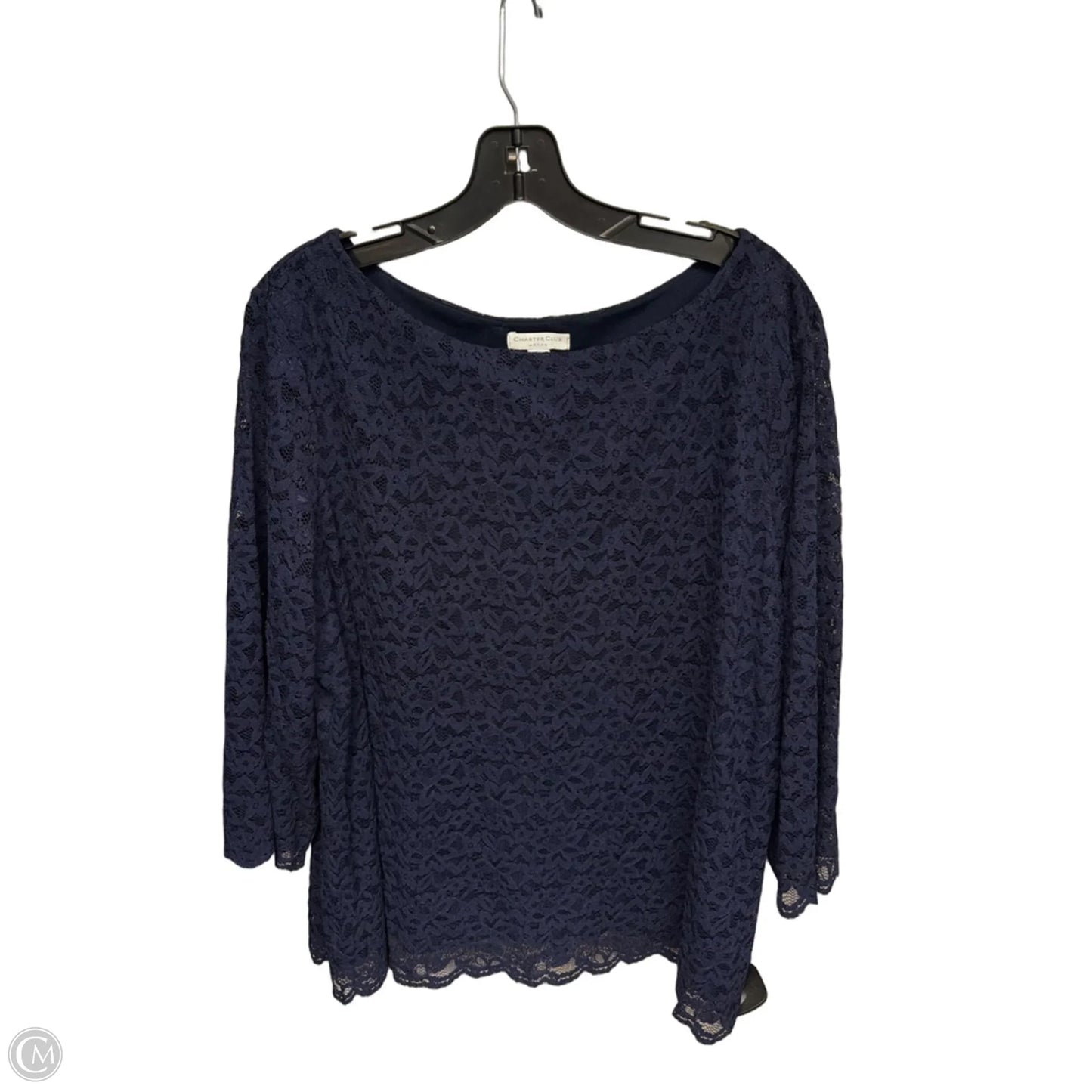 Blouse Long Sleeve By Charter Club In Navy, Size: 2x