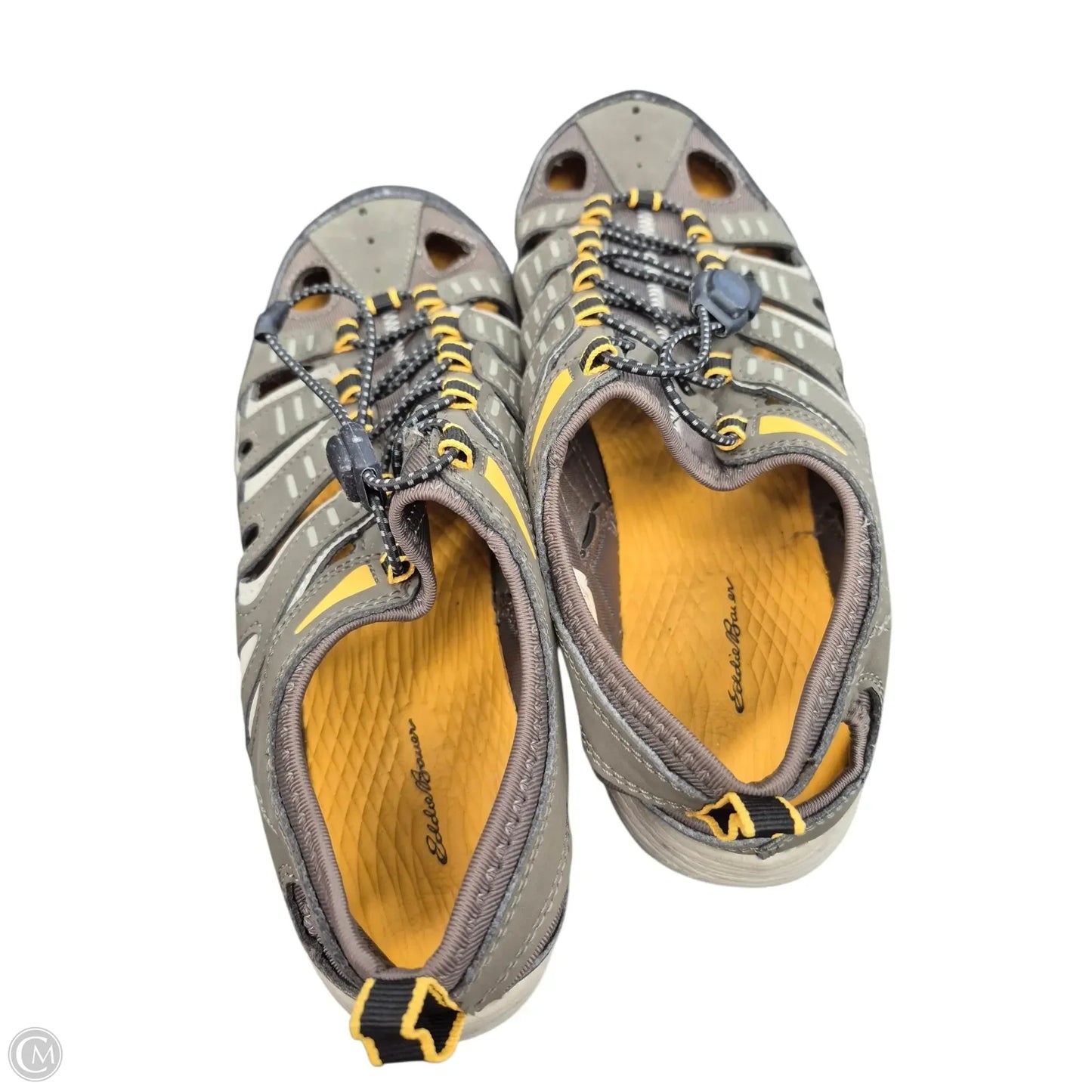 Sandals Flats By Eddie Bauer In Grey & Yellow, Size: 9 MENS