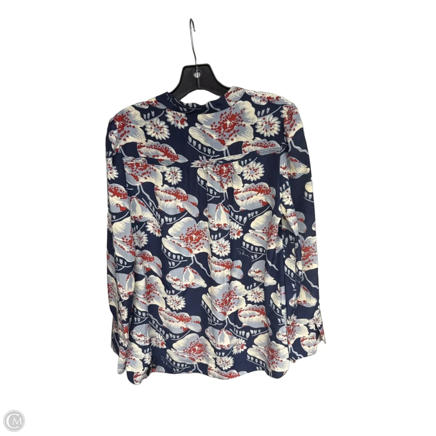 Top Long Sleeve Designer By Tory Burch In Blue & Red, Size: 4