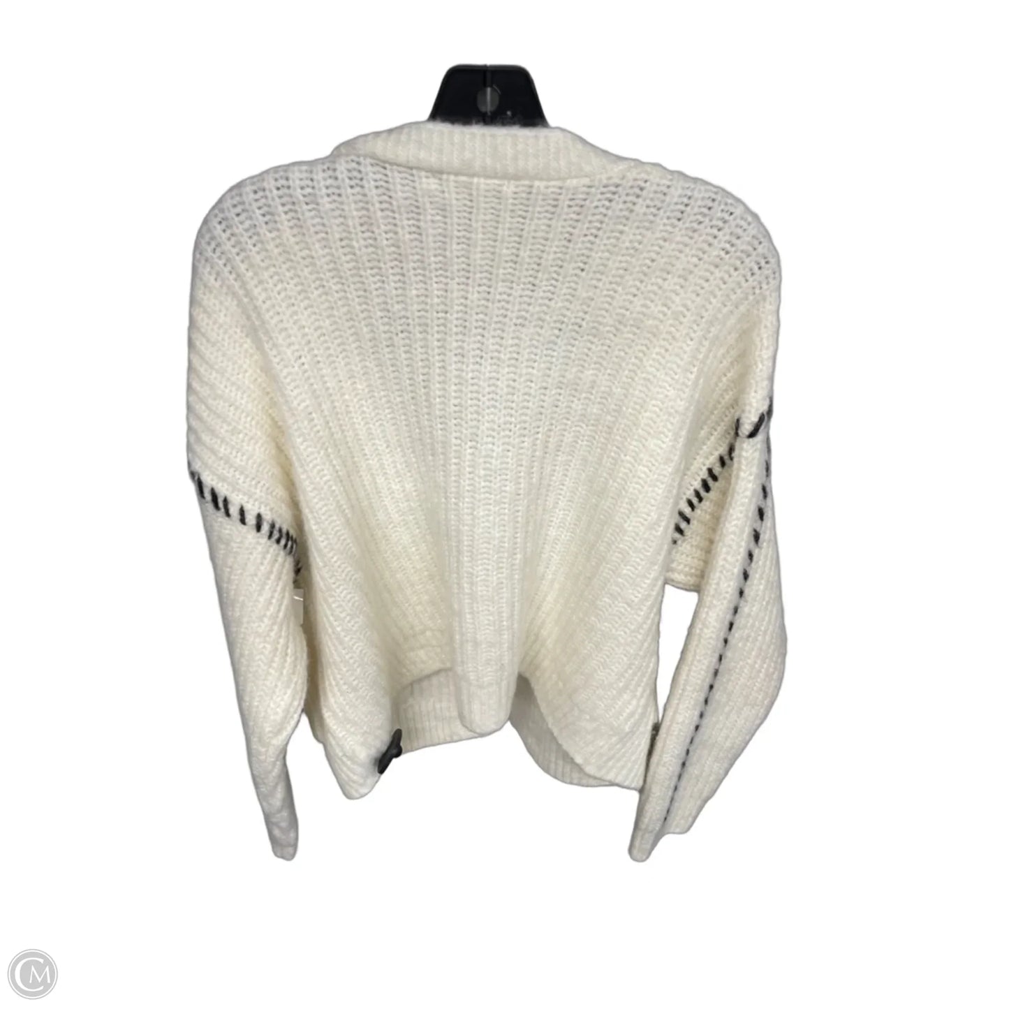Sweater Cardigan By Flat White In Black & Cream, Size: Osfm