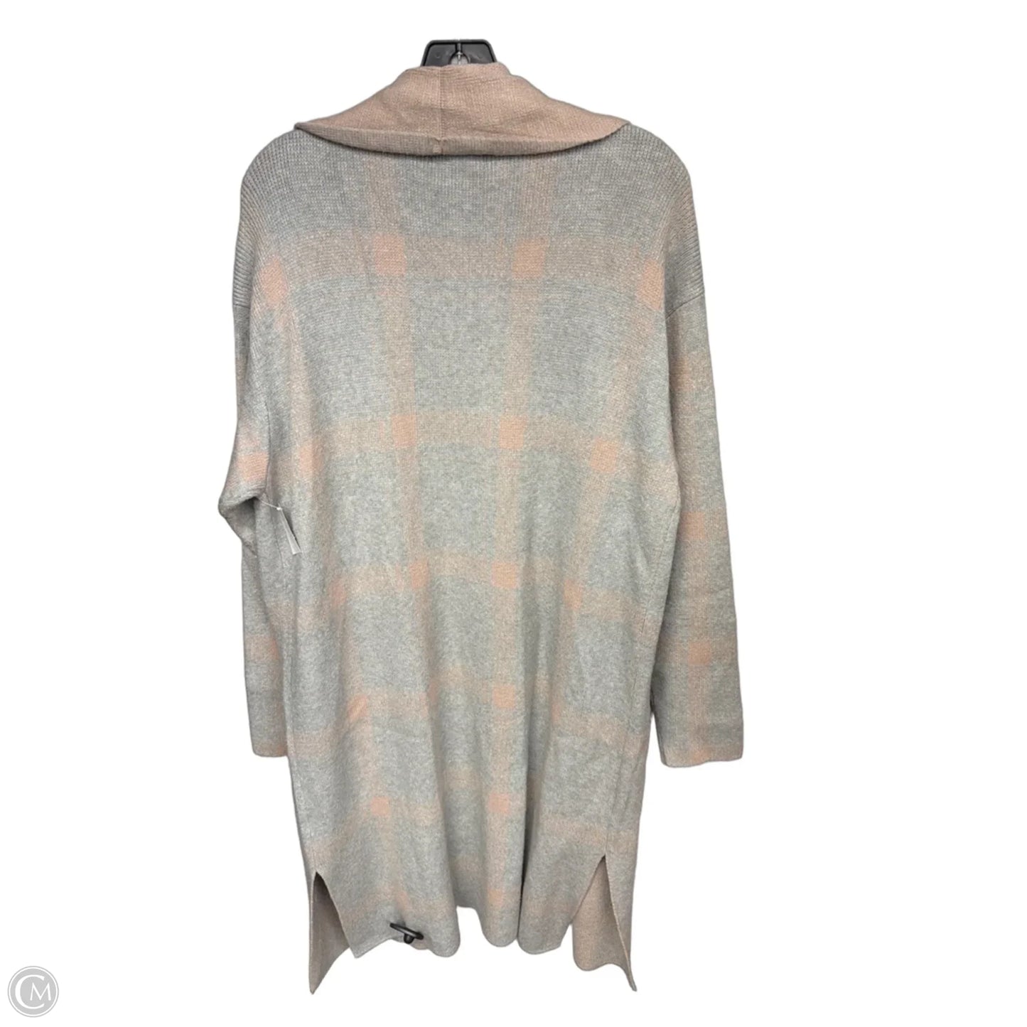 Sweater Cardigan By Liz Claiborne In Grey & Pink, Size: L
