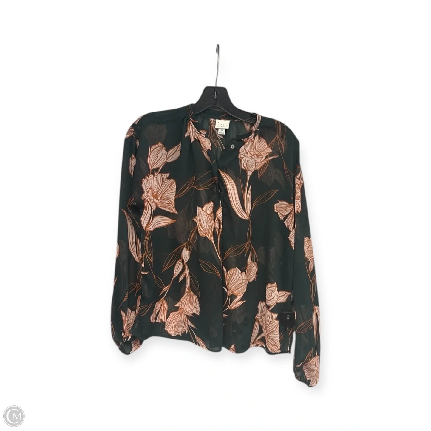 Top Long Sleeve By A New Day In Green & Orange, Size: Xs