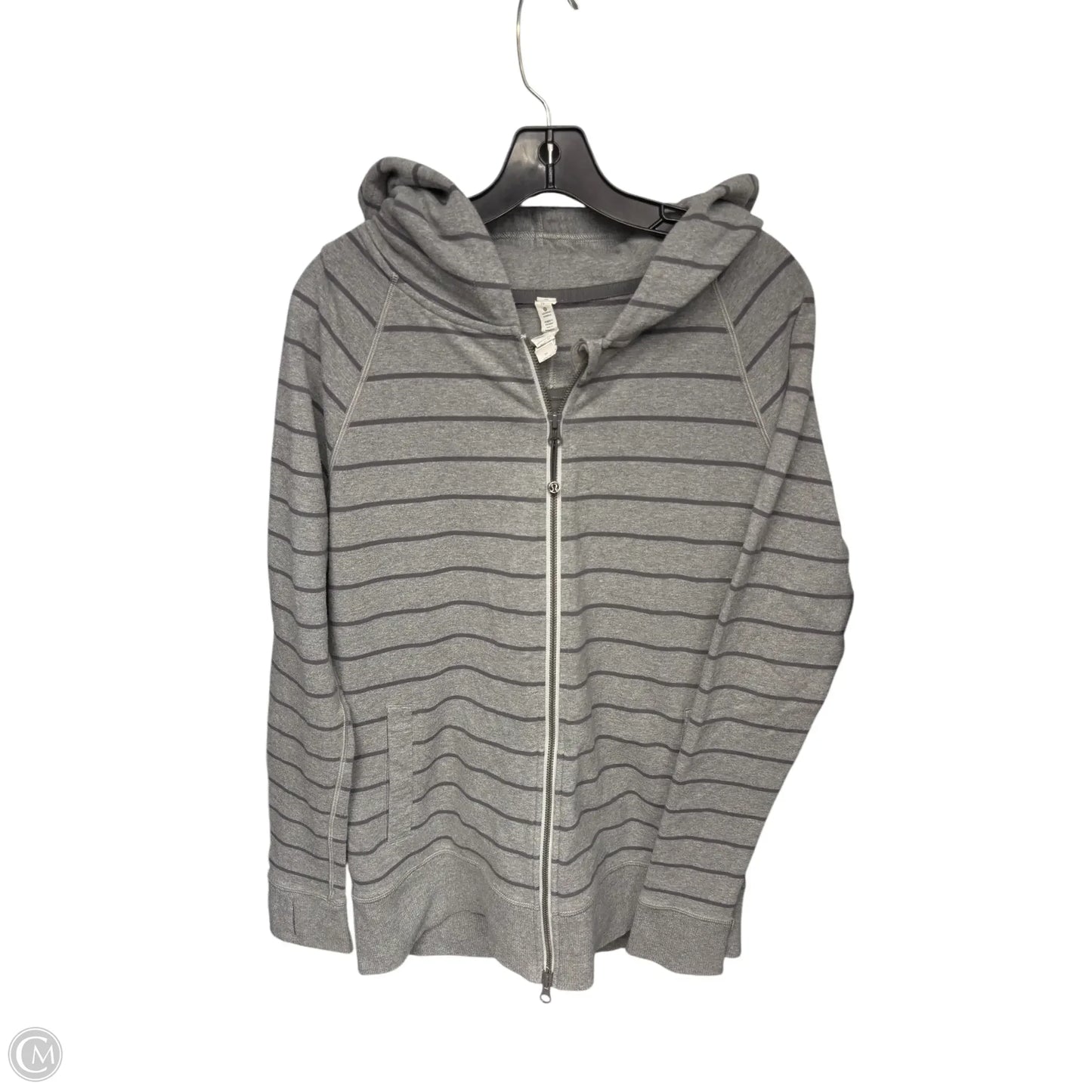 Athletic Sweatshirt Hoodie By Lululemon In Grey, Size: 10