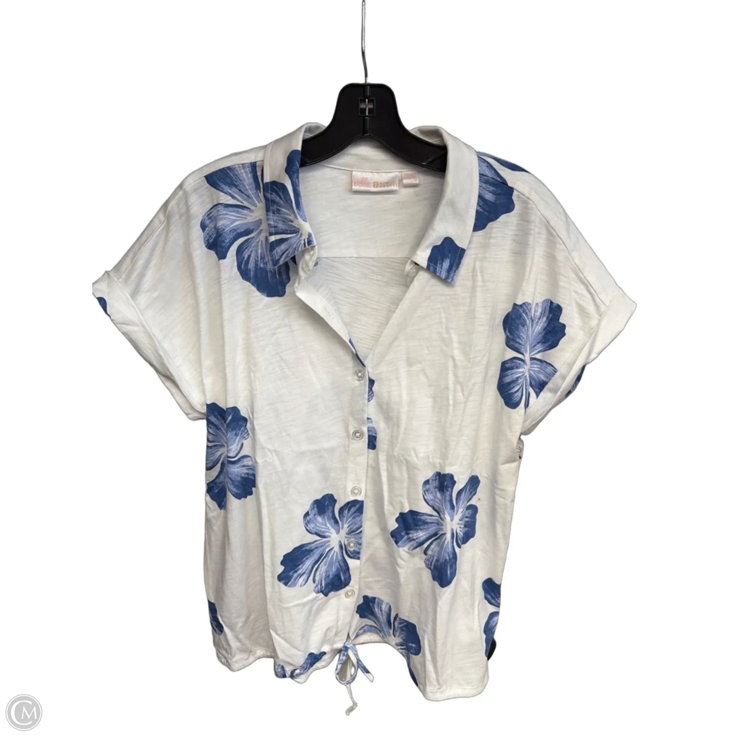 Top Short Sleeve By Clothes Mentor In Blue & White, Size: M