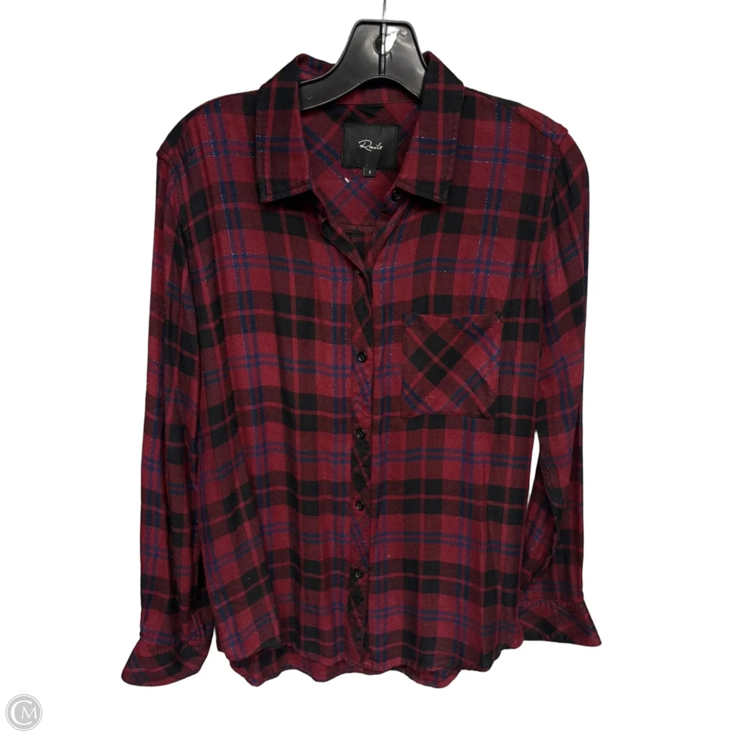 Top Long Sleeve By Rails In Plaid Pattern, Size: S