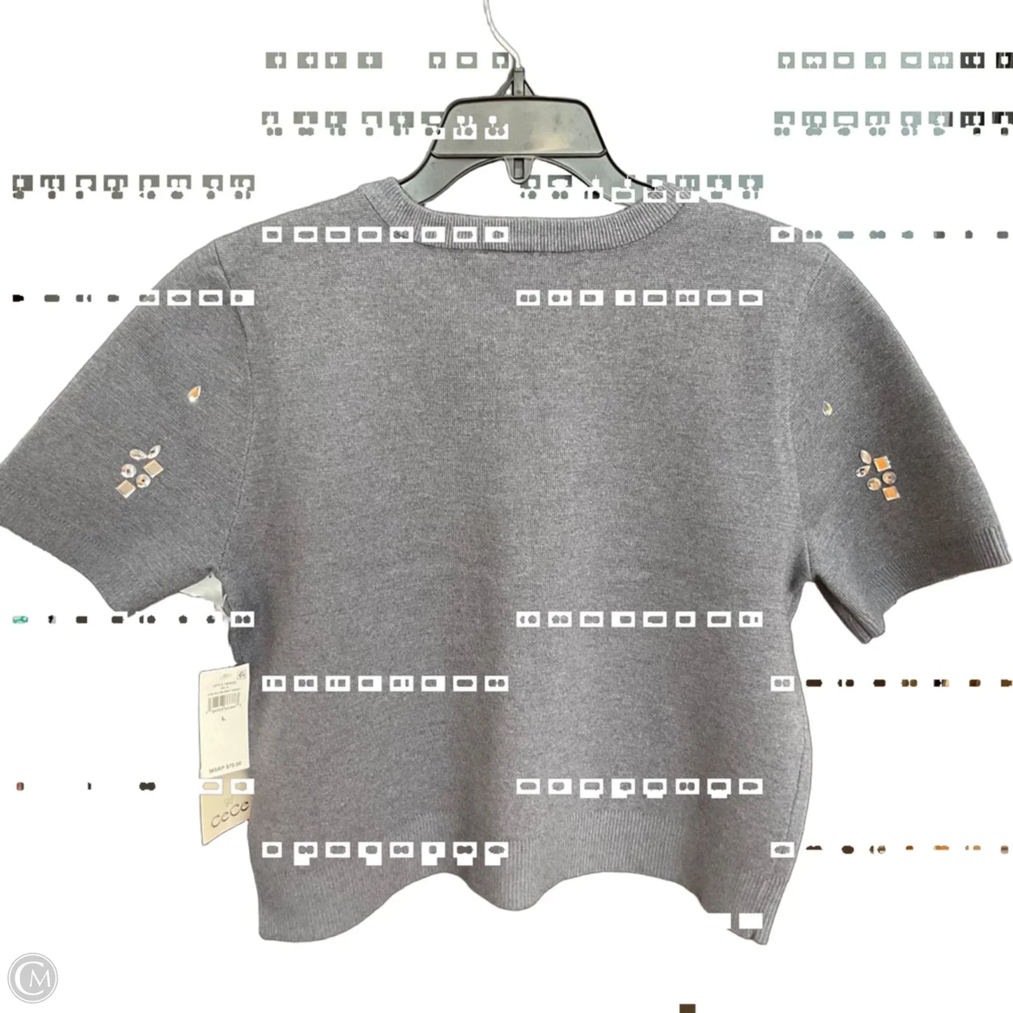 Top Short Sleeve By Cece In Grey, Size: L