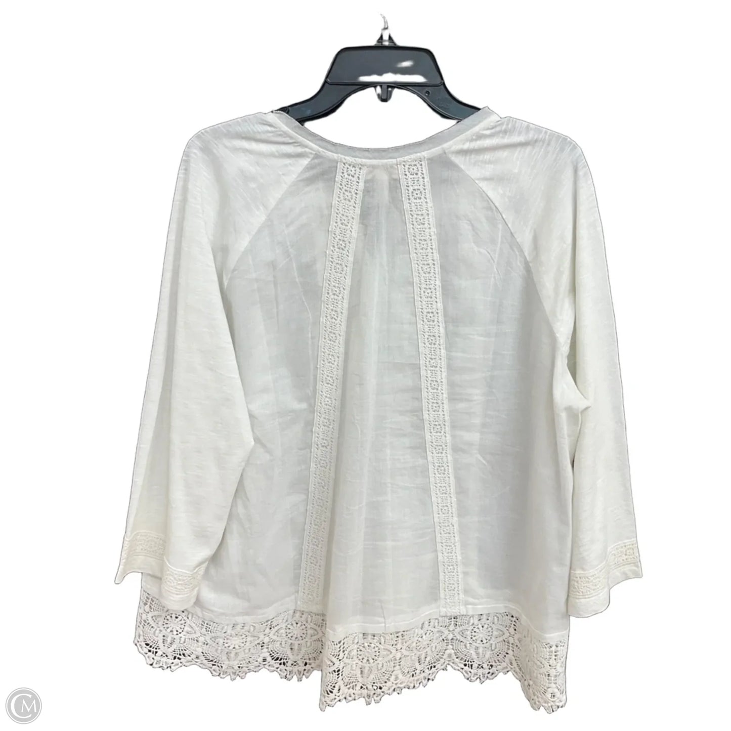 Blouse 3/4 Sleeve By Logo In White, Size: L