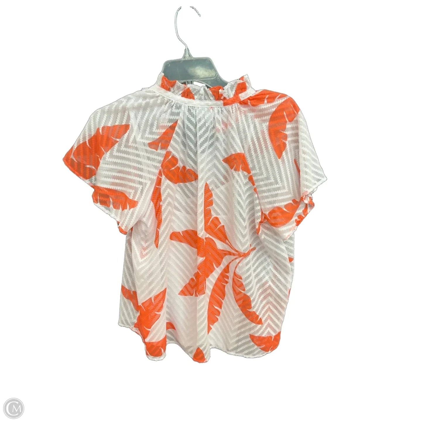 Top Short Sleeve By Liz Claiborne In Orange & White, Size: Sp