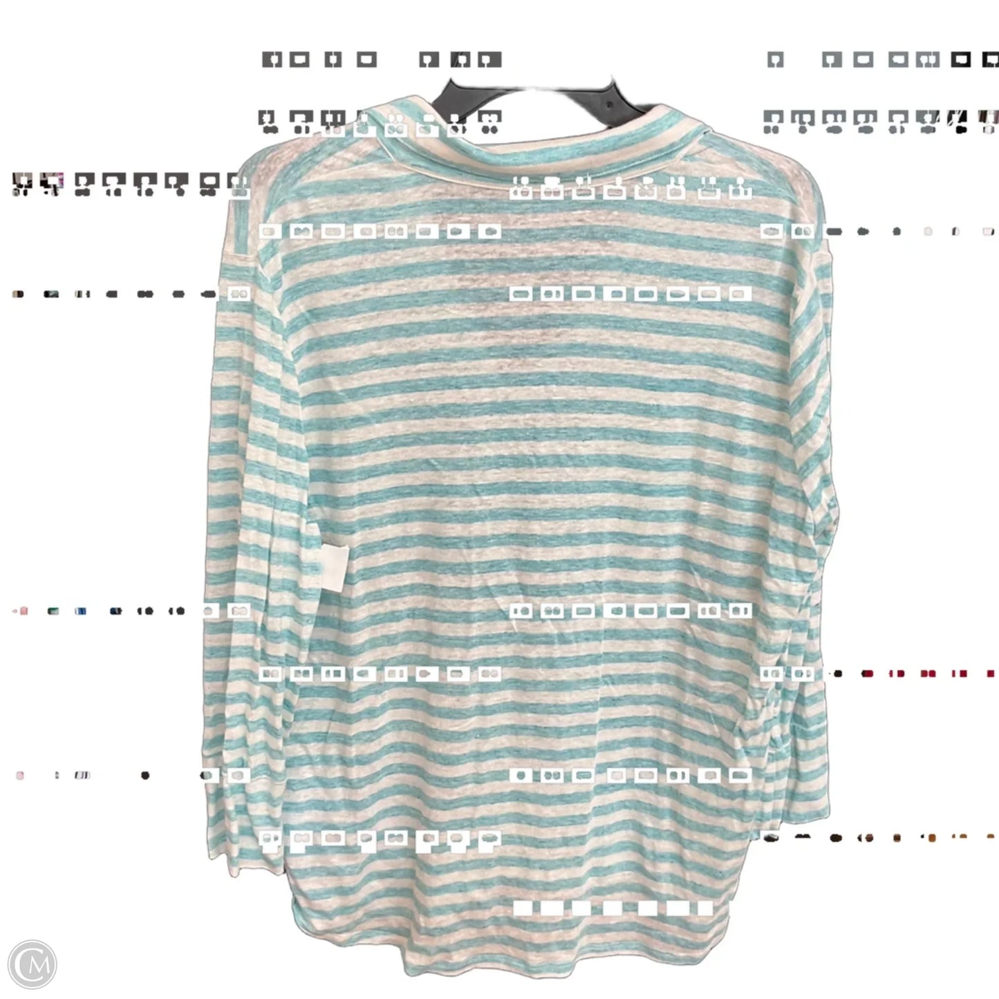 Blouse Long Sleeve By J Mclaughlin In Blue & White, Size: Xl