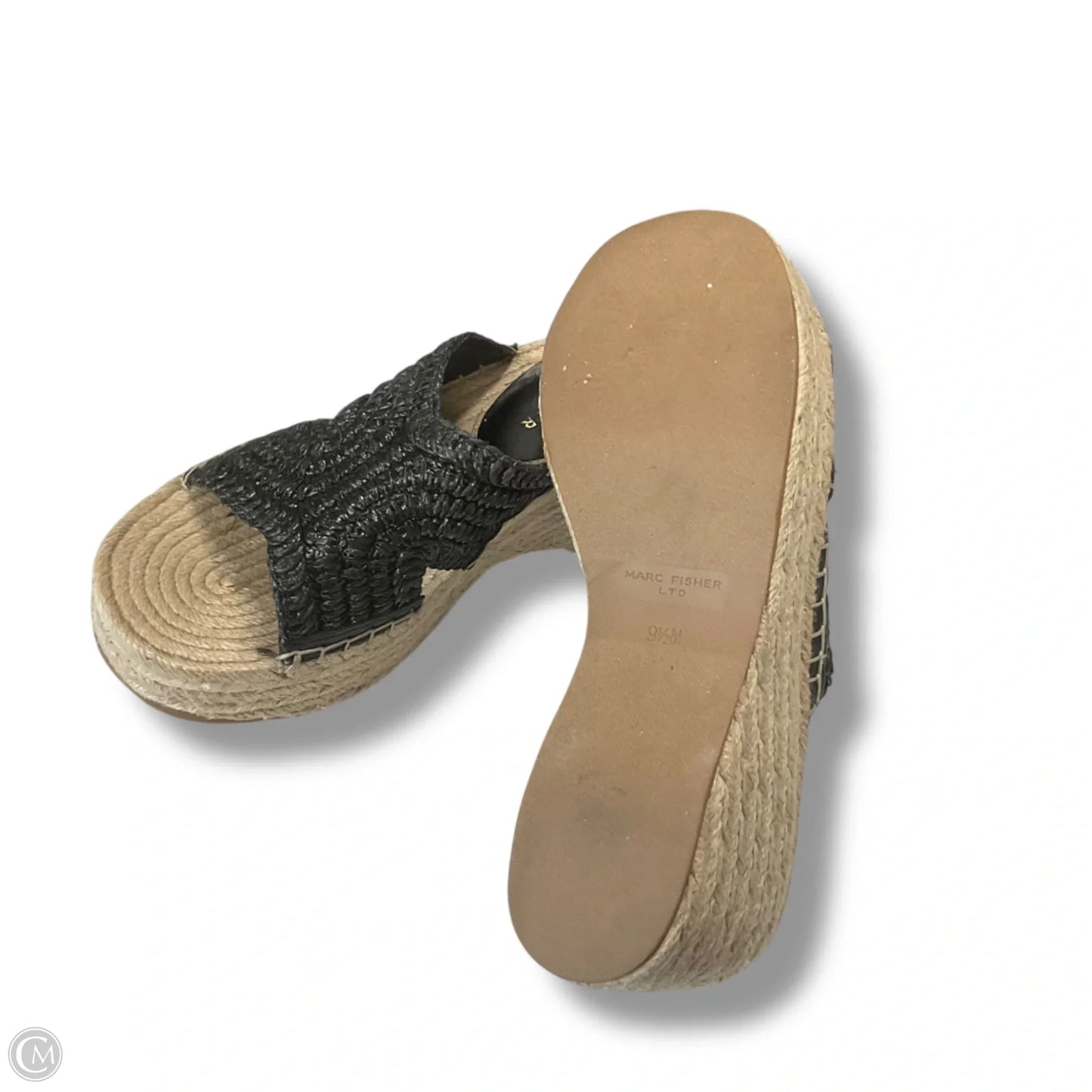 Sandals Heels Wedge By Marc Fisher In Black, Size: 9.5