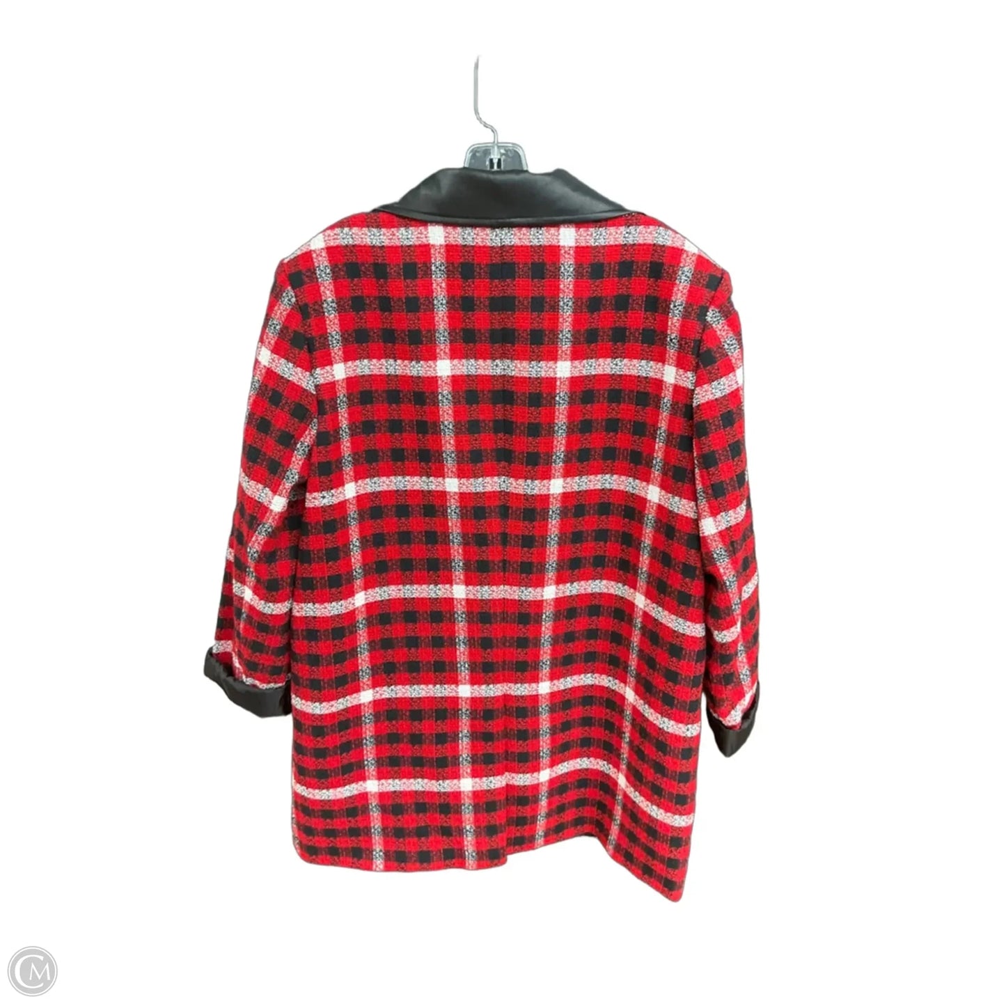 Blazer Designer By Karl Lagerfeld In Plaid Pattern, Size: Xl