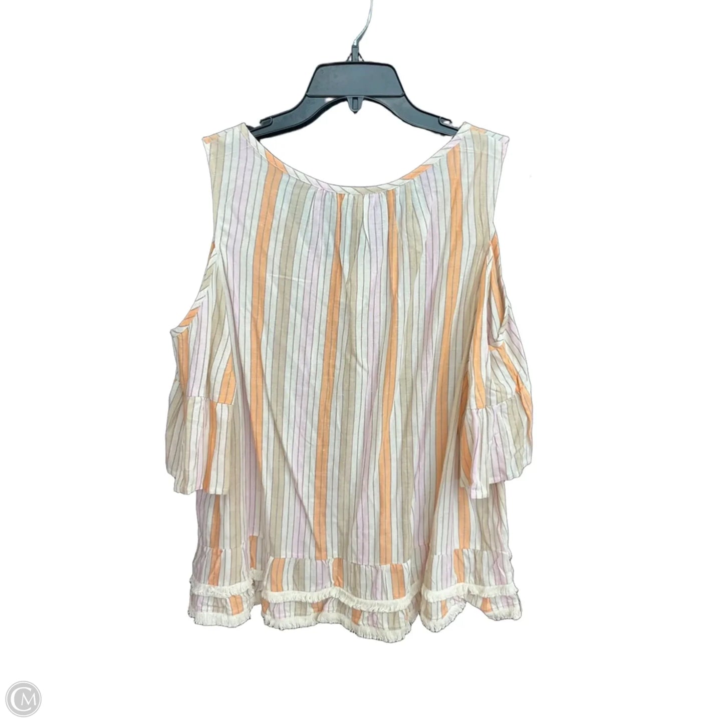 Top Short Sleeve By Cato In Striped Pattern, Size: Xl