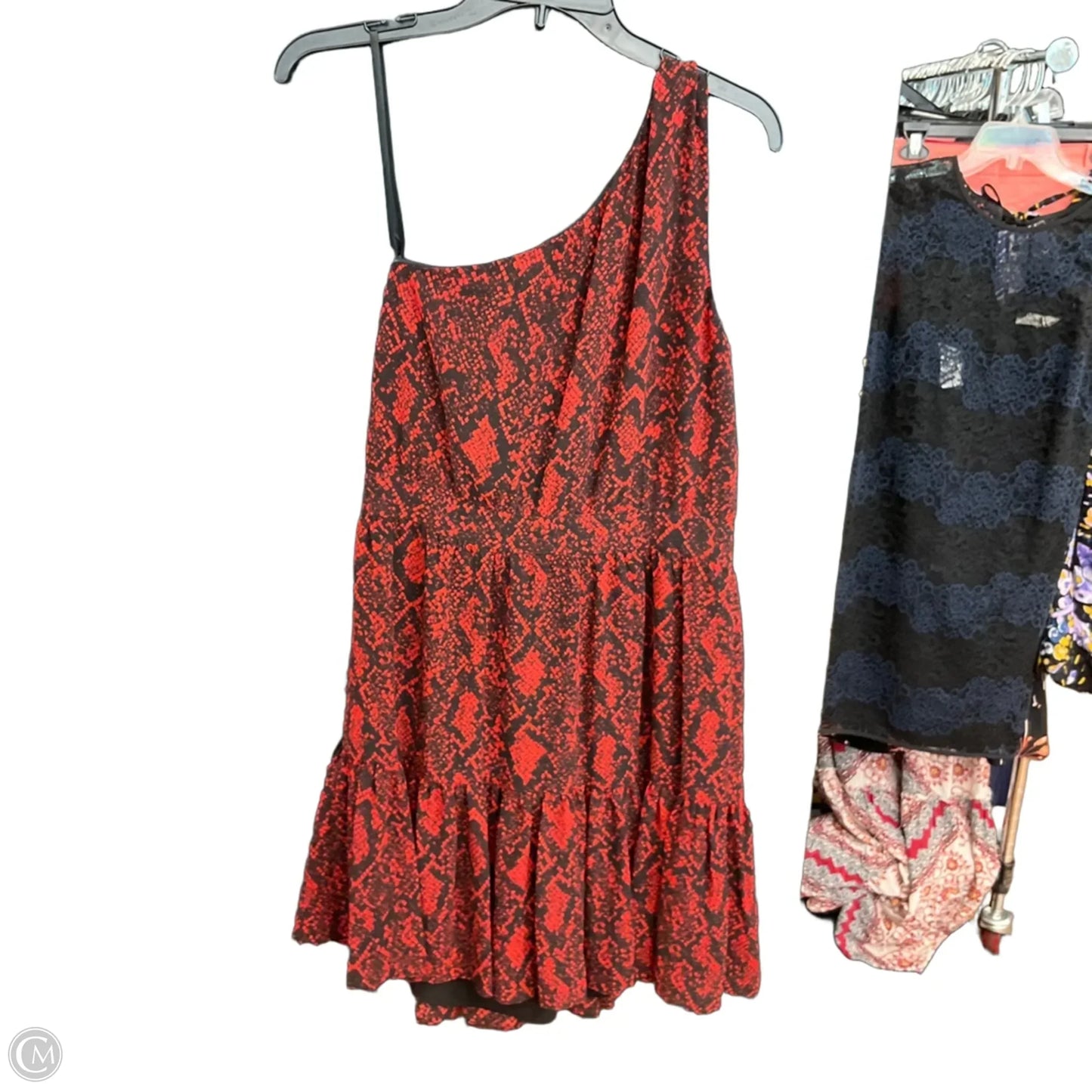Dress Casual Midi By Michael By Michael Kors In Black & Red, Size: M