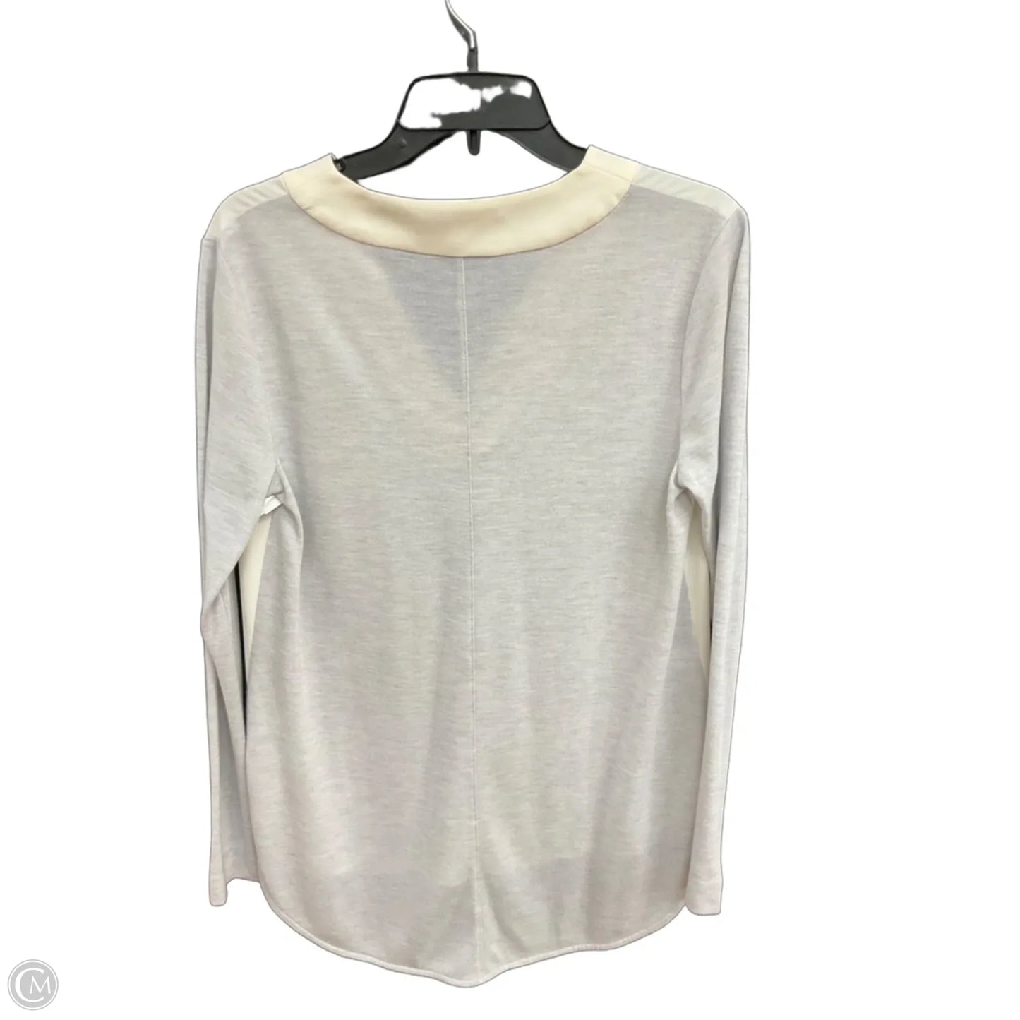 Top Long Sleeve By Loft In Cream & Grey, Size: S