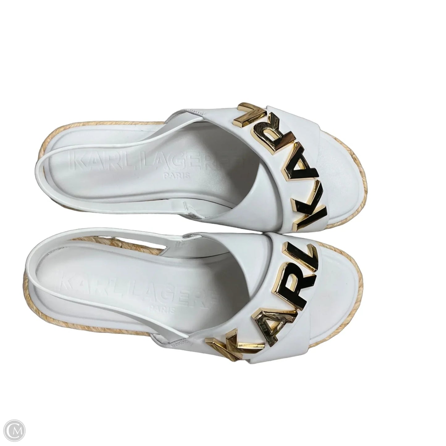 Sandals Designer By Karl Lagerfeld In White, Size: 9.5