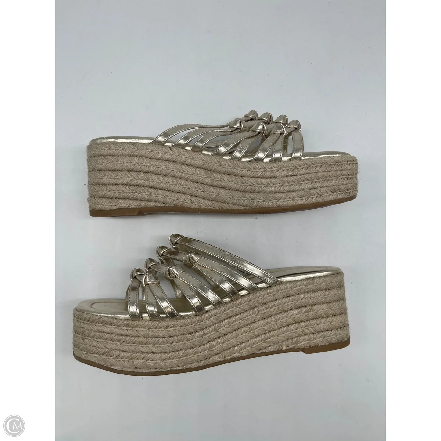 Sandals Heels Wedge By Nine West In Gold, Size: 7.5