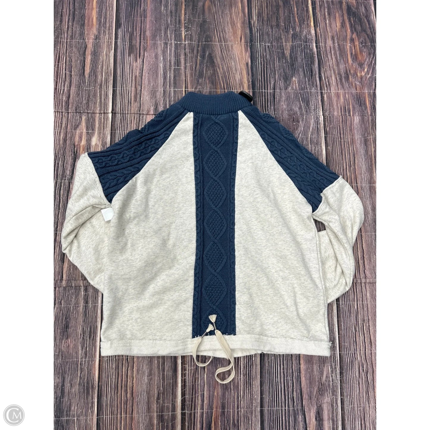 Sweatshirt Collar By Pol In Blue & Grey, Size: M