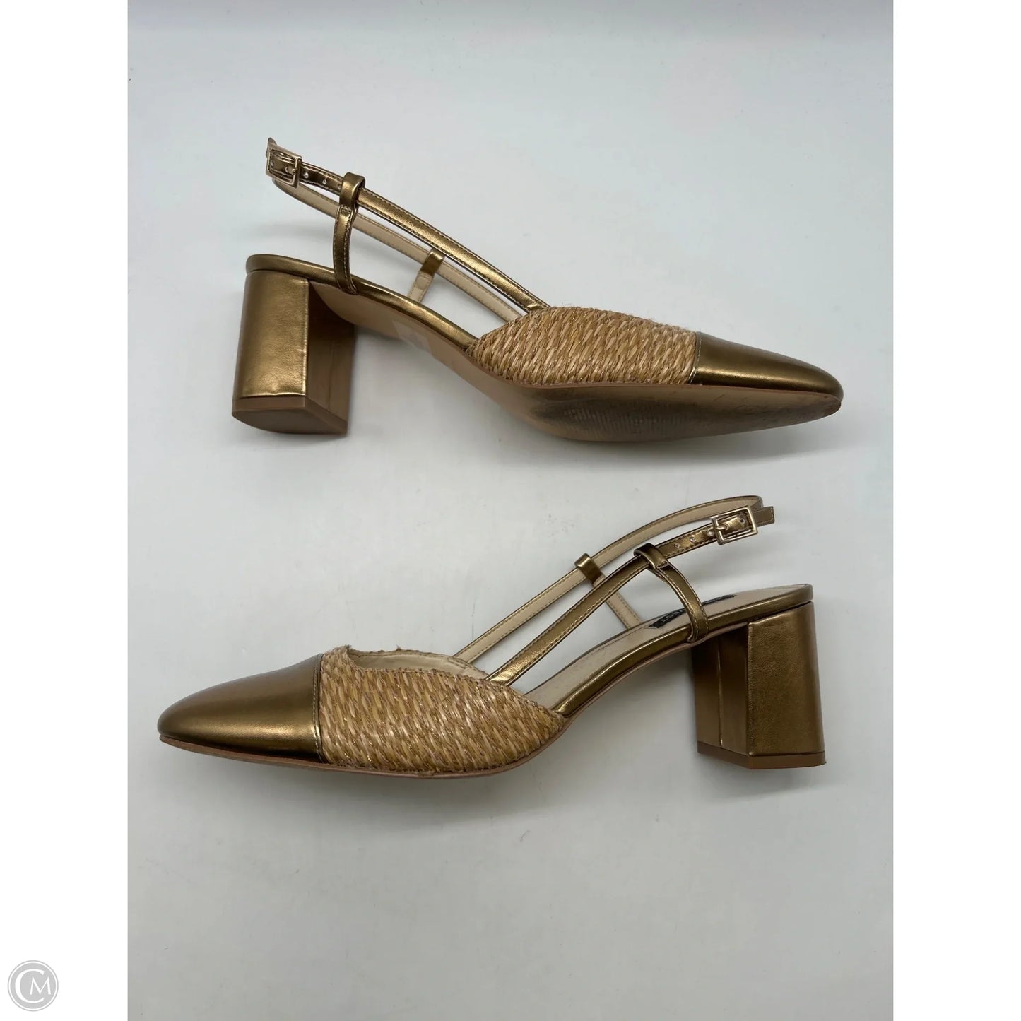 Shoes Heels Block By Nine West In Gold, Size: 12