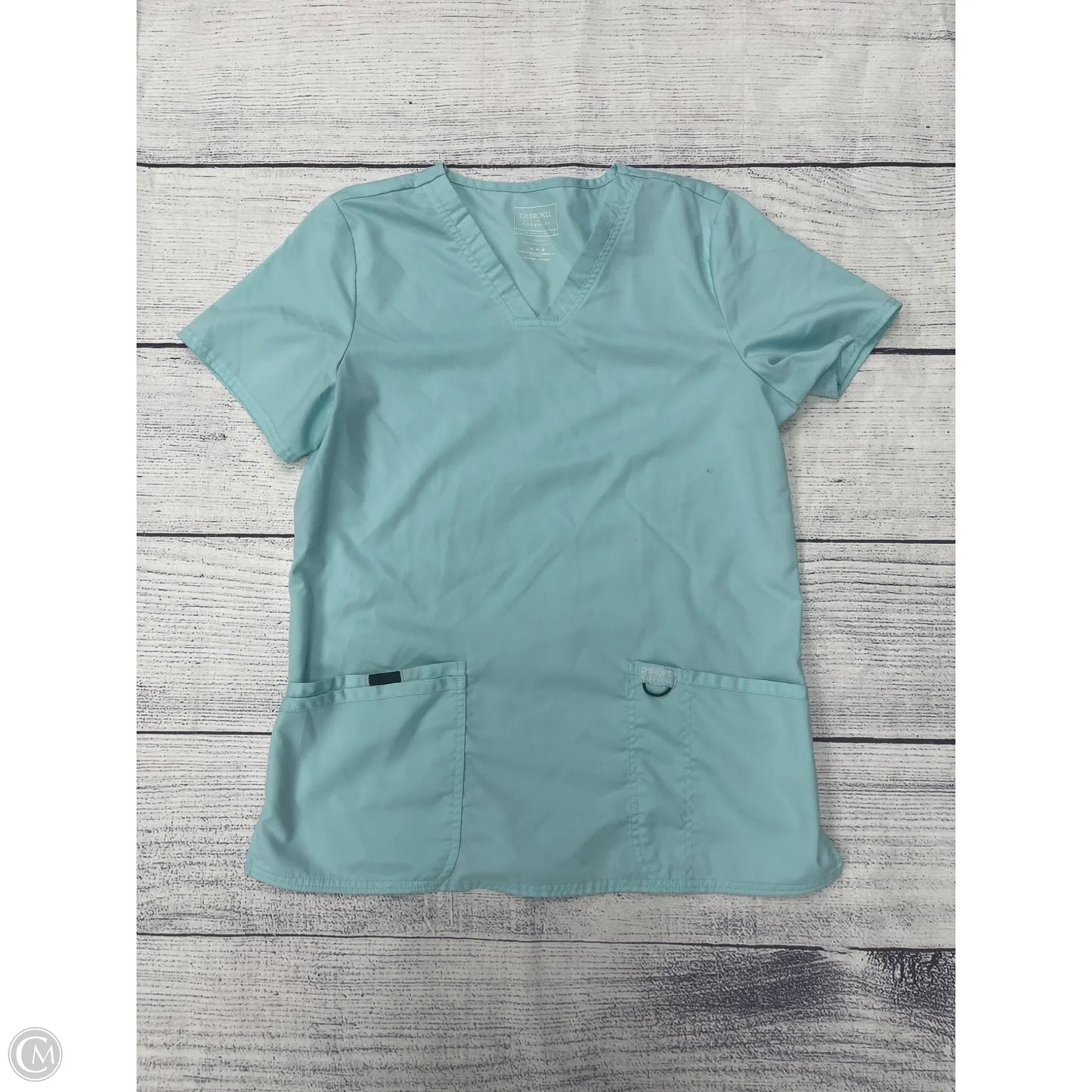 Top Short Sleeve By Cherokee In Blue, Size: M