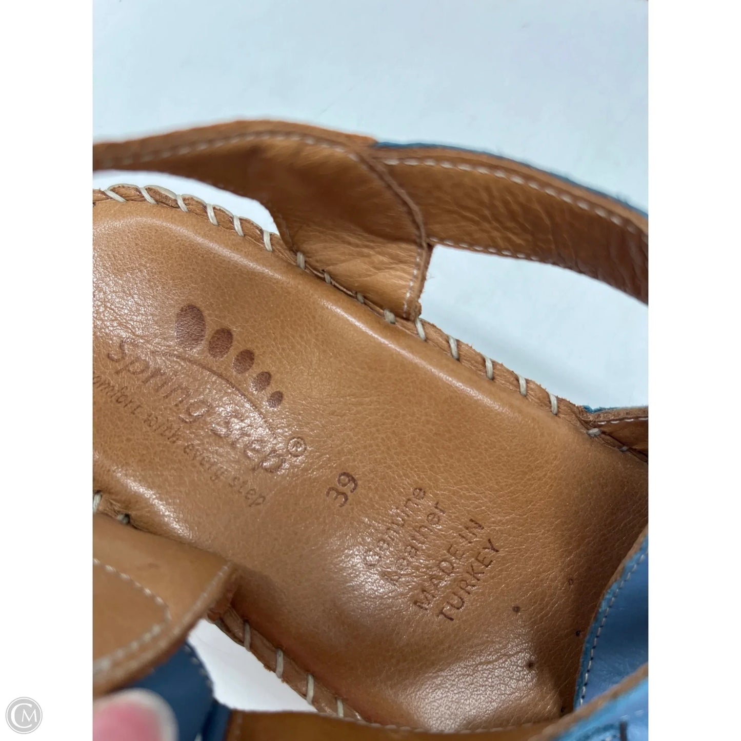 Sandals Heels Wedge By Spring Step In Blue, Size: 8.5