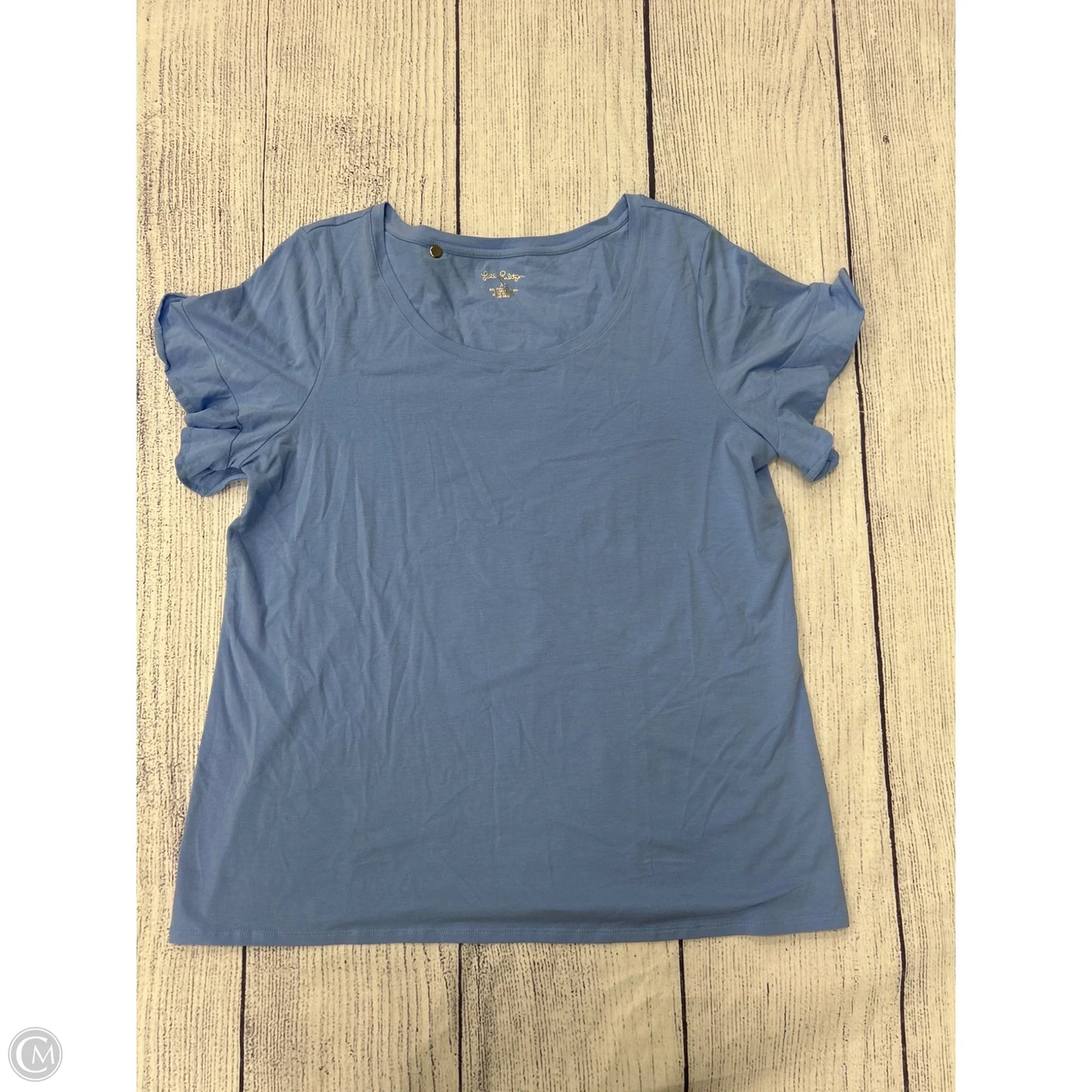 Top Short Sleeve Designer By Lilly Pulitzer In Blue, Size: Xl