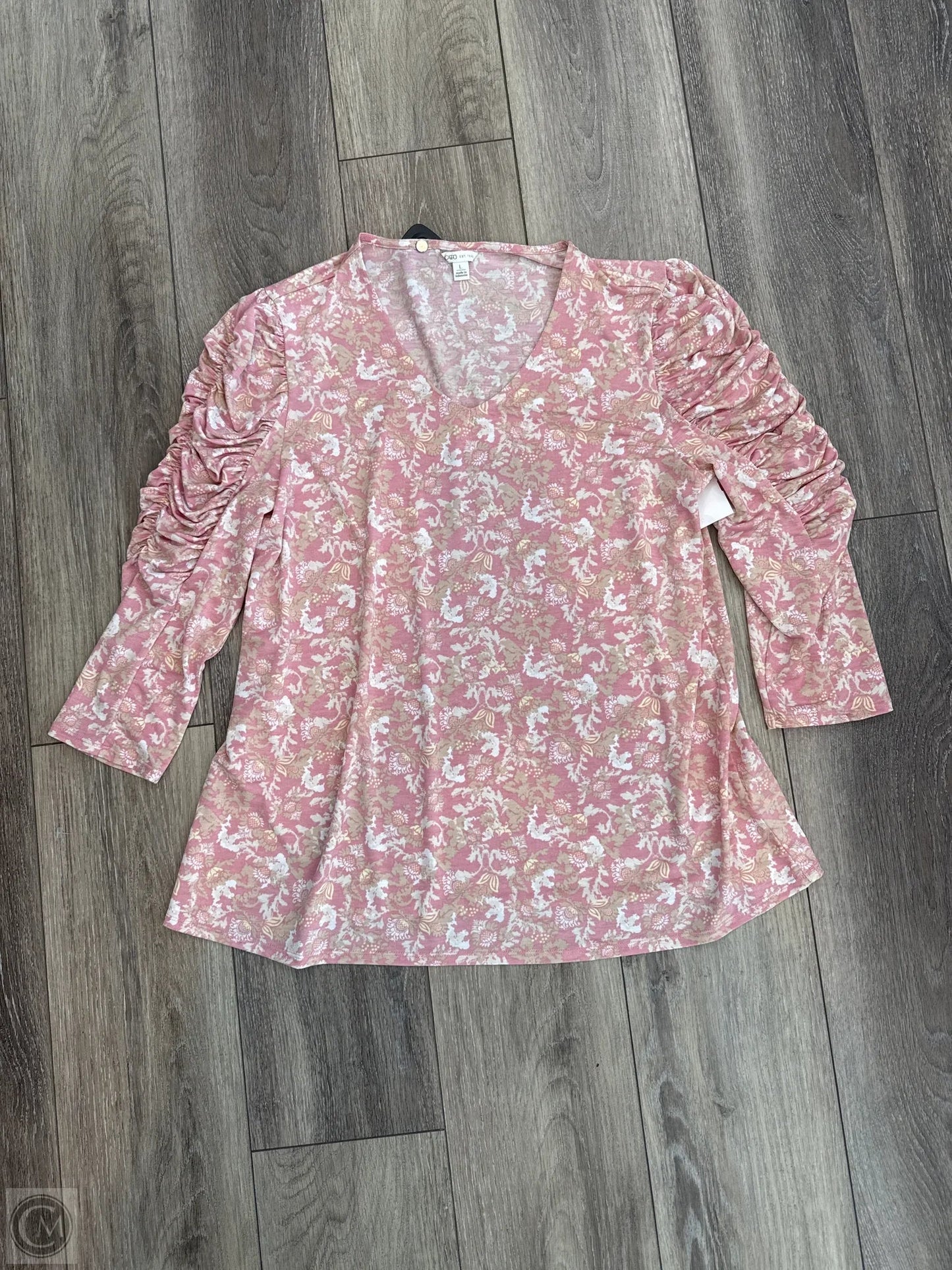 Top Long Sleeve By Cato In Pink, Size: L