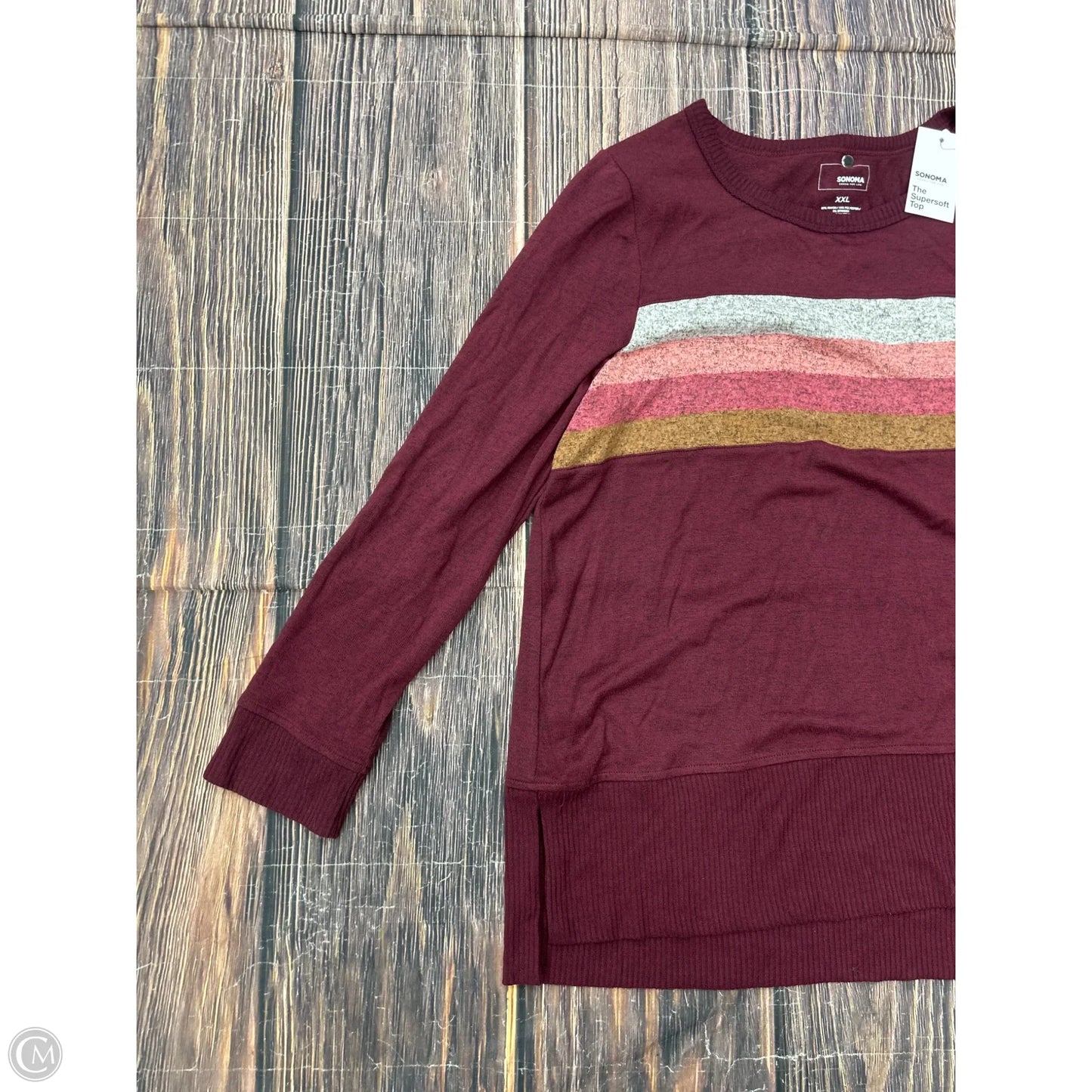 Top Long Sleeve By Sonoma In Red, Size: 1x